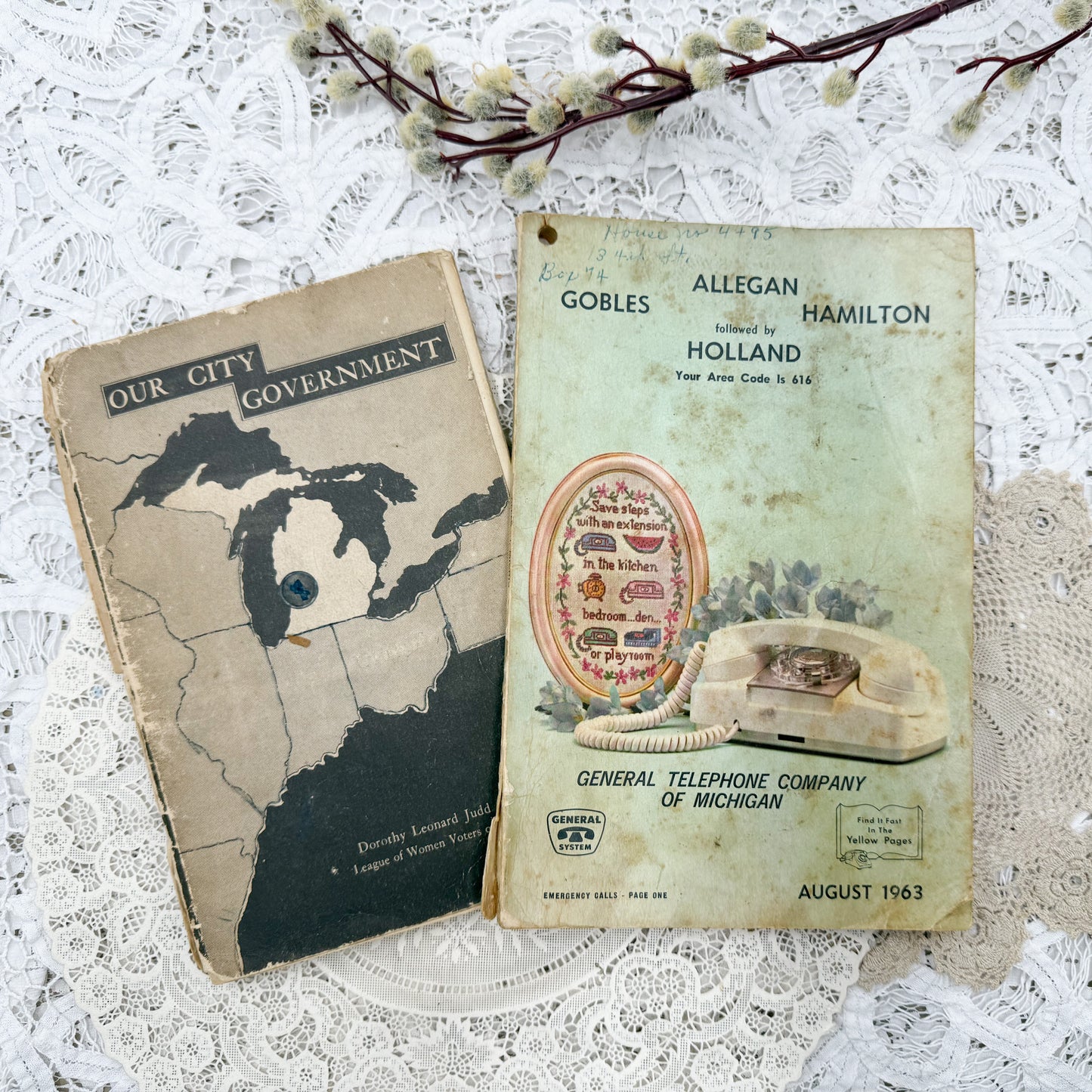 Vintage Phone Book and Michigan History