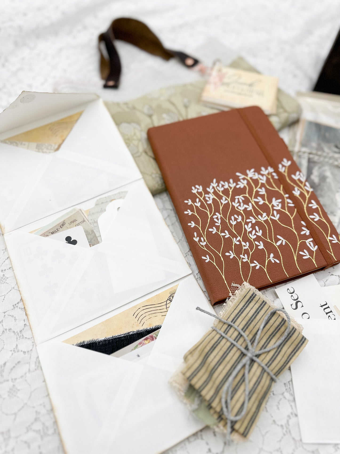 Neutral Journal Kit with One of a Kind Journal and Ephemera