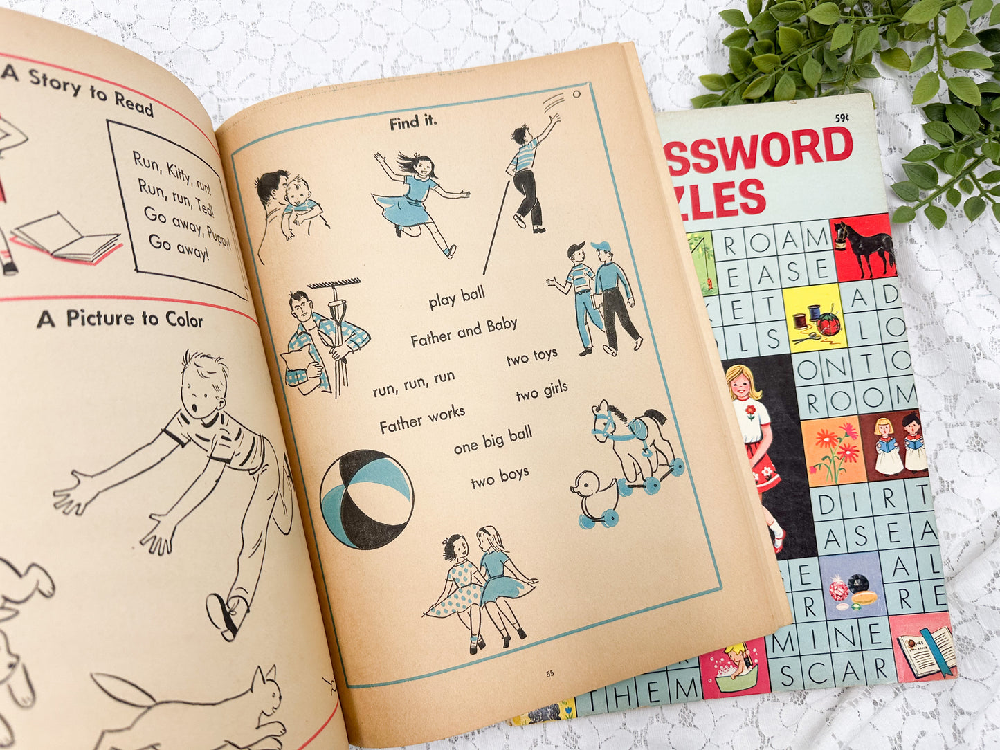 Vintage Coloring and Activity Books (Set of 2)
