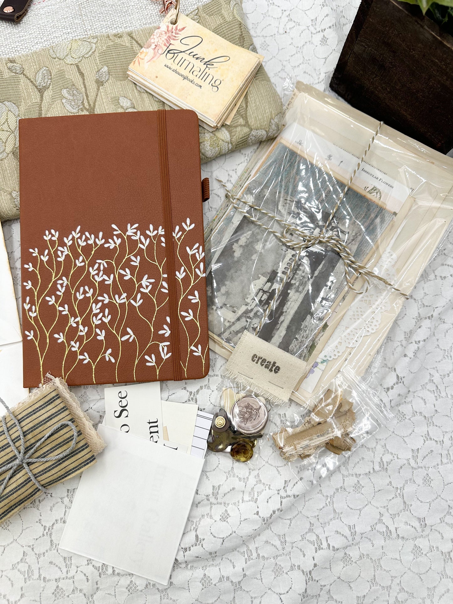 Floral Journal Kit with One of a Kind Journal and Ephemera
