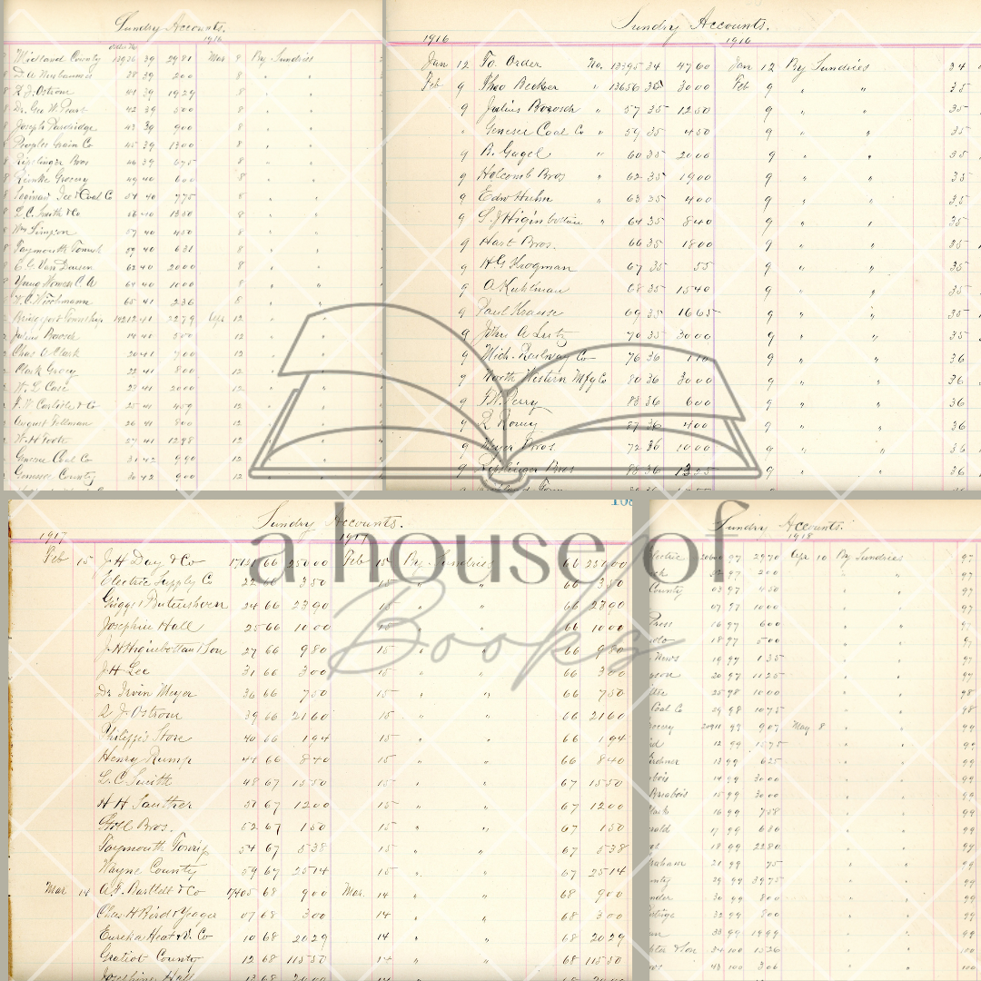 VIntage Ledger Pages- Digital Downloads