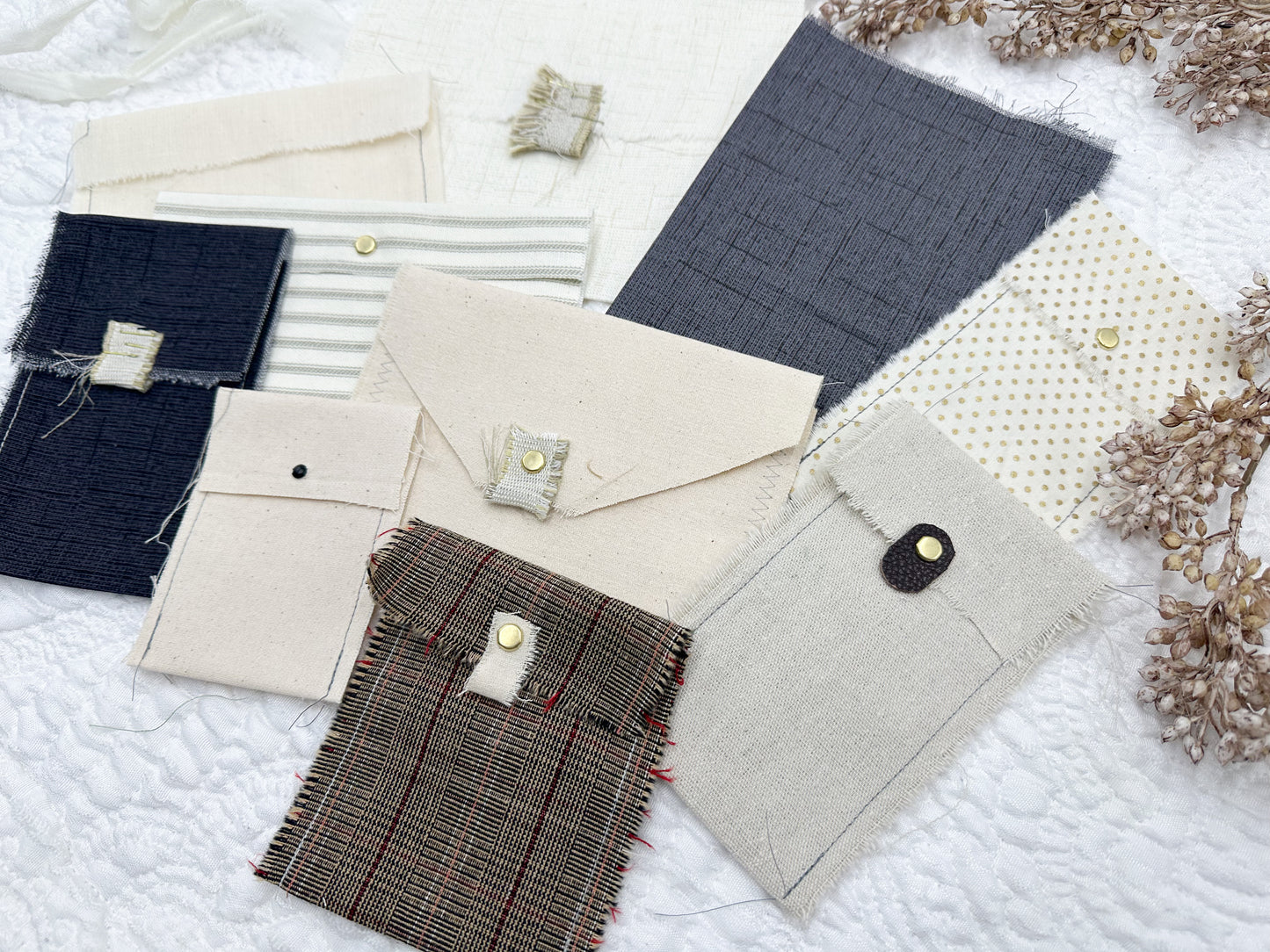 Rough Sewn Fabric Pockets and Signature Pages by Color