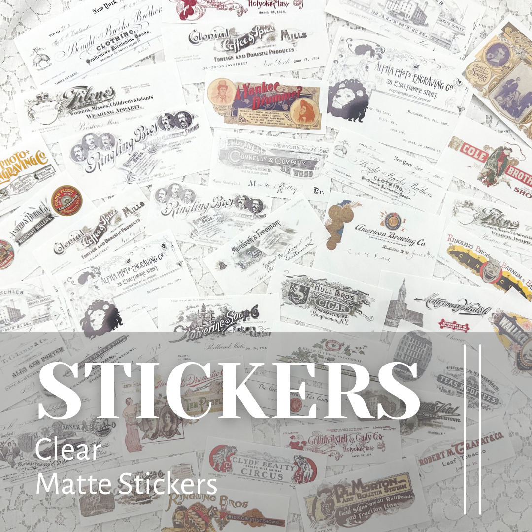 Clear Matte Stickers of Vintage Letterheads