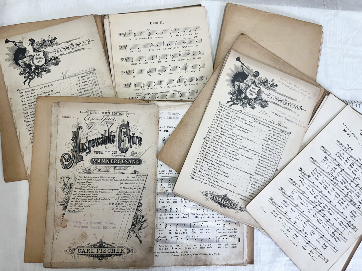 Vintage Music Folders and Sheet Music (Set of 4)