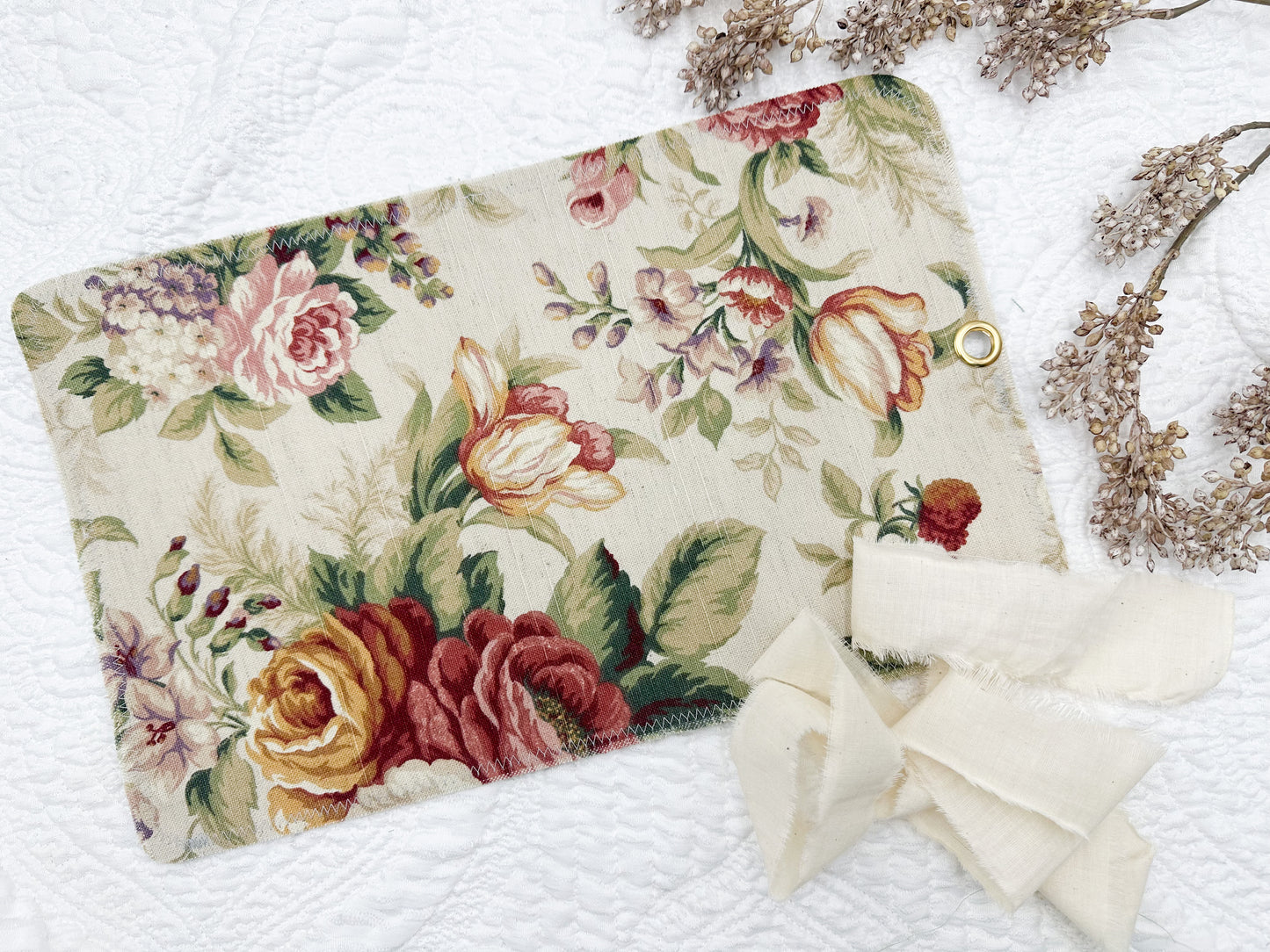 Reversible Journal Cover- Handmade with Vintage Fabrics