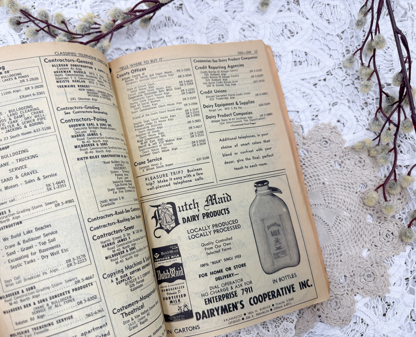 Vintage Phone Book and Michigan History