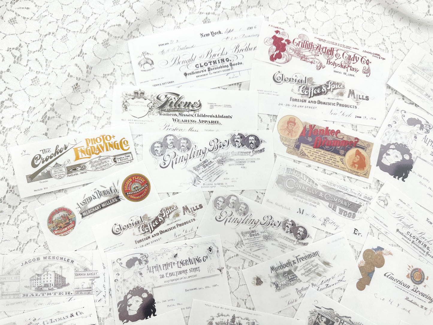 Clear Matte Stickers of Vintage Letterheads
