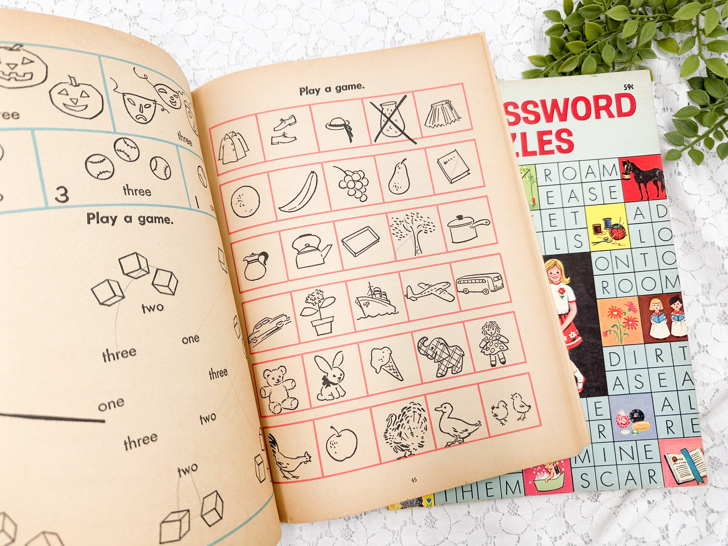 Vintage Coloring and Activity Books (Set of 2)