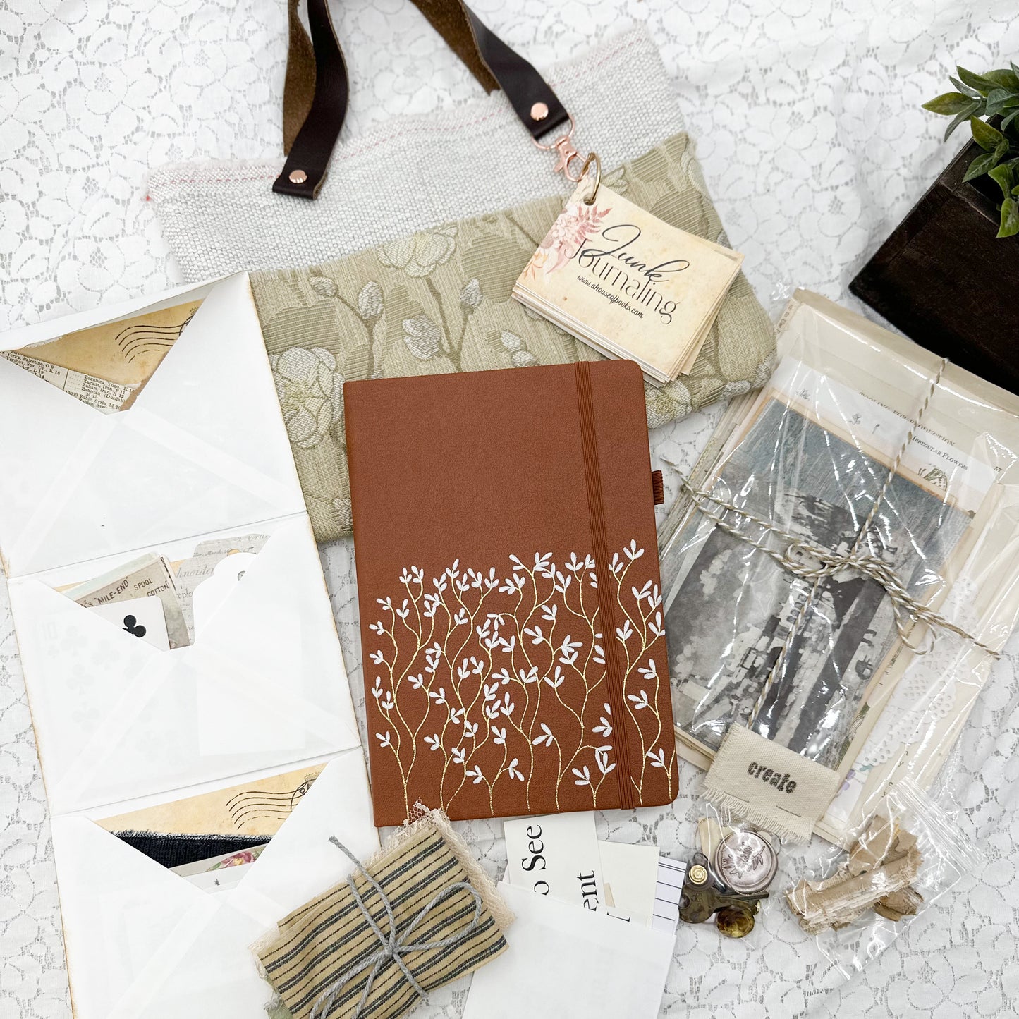 Neutral Journal Kit with One of a Kind Journal and Ephemera