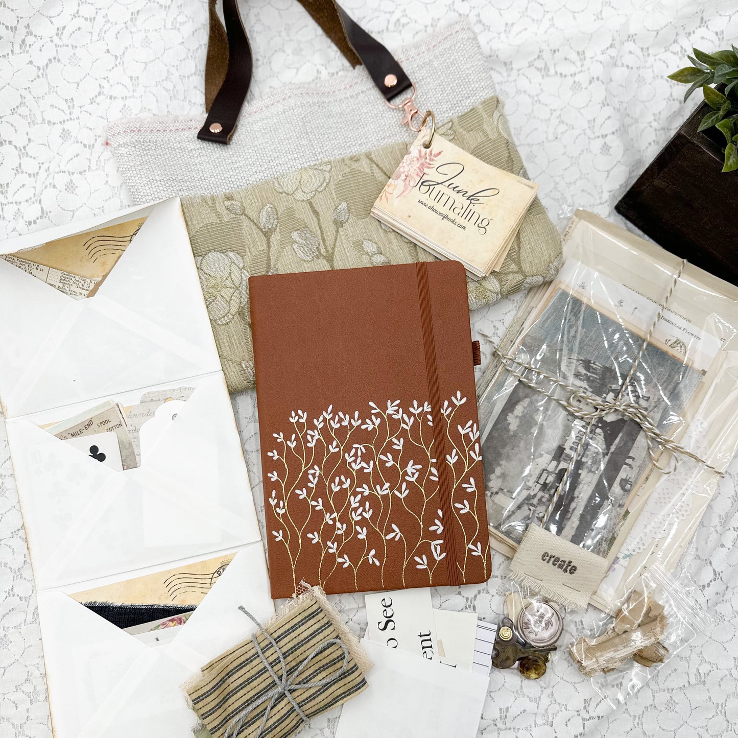 Floral Journal Kit with One of a Kind Journal and Ephemera
