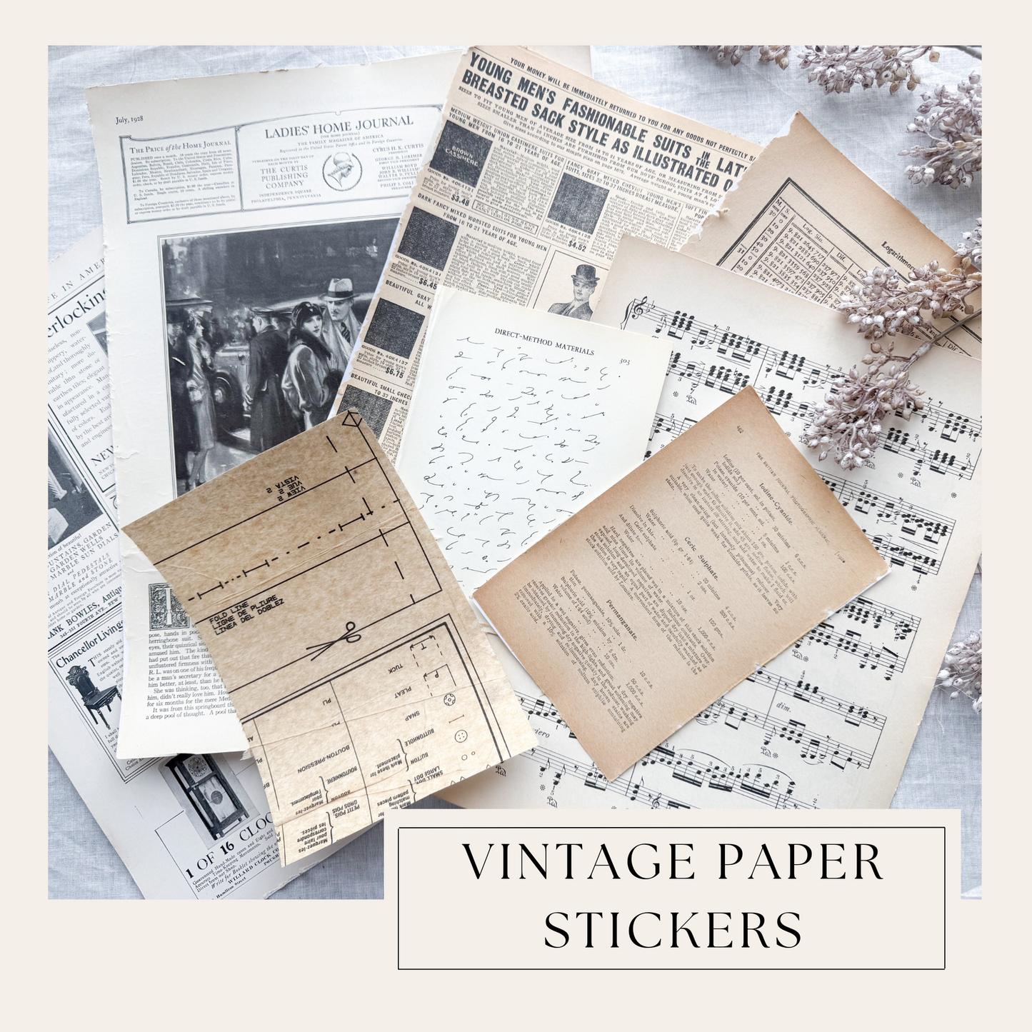 Authentic Vintage Paper with Sticker Backing