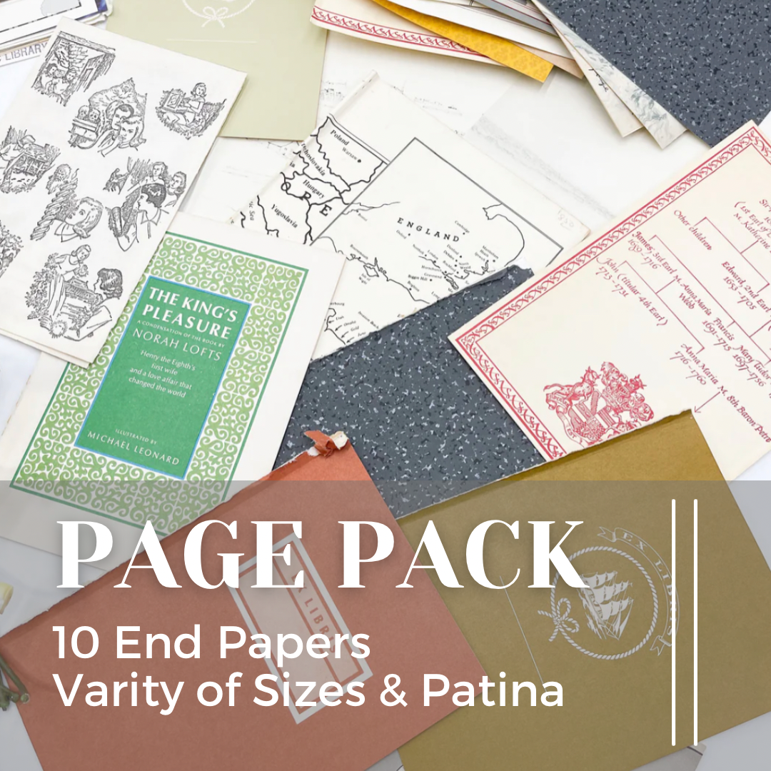 Vintage Book End Papers (Set of 10)