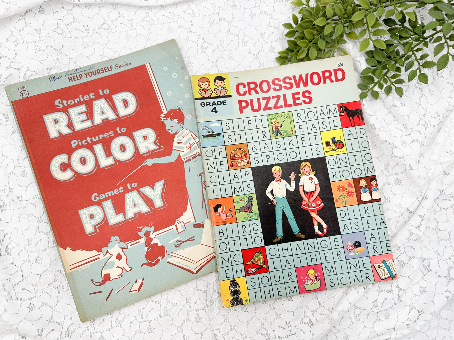 Vintage Coloring and Activity Books (Set of 2)
