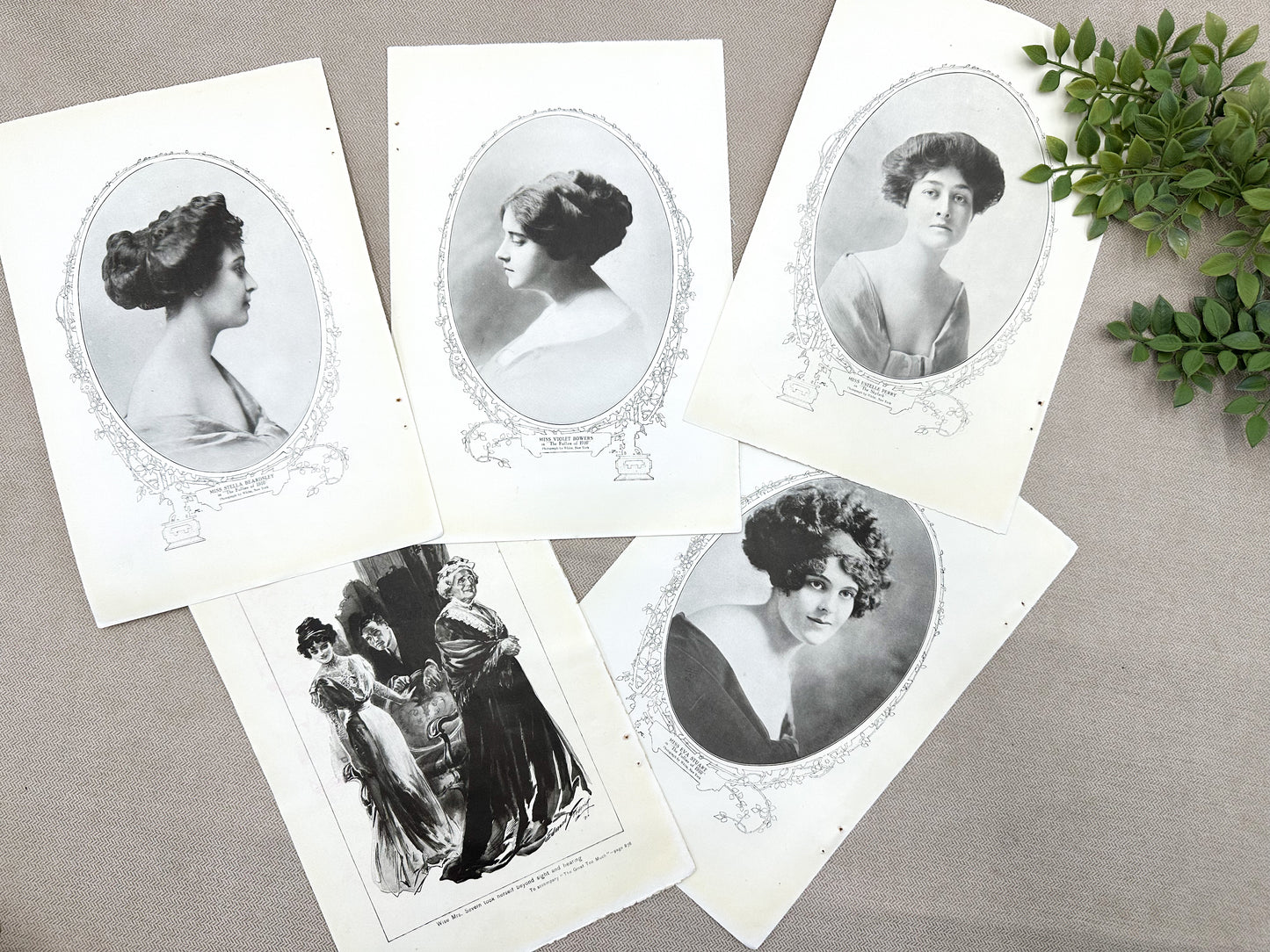 Vintage Book Page Set- Portraits of Ladies (Double Sided)