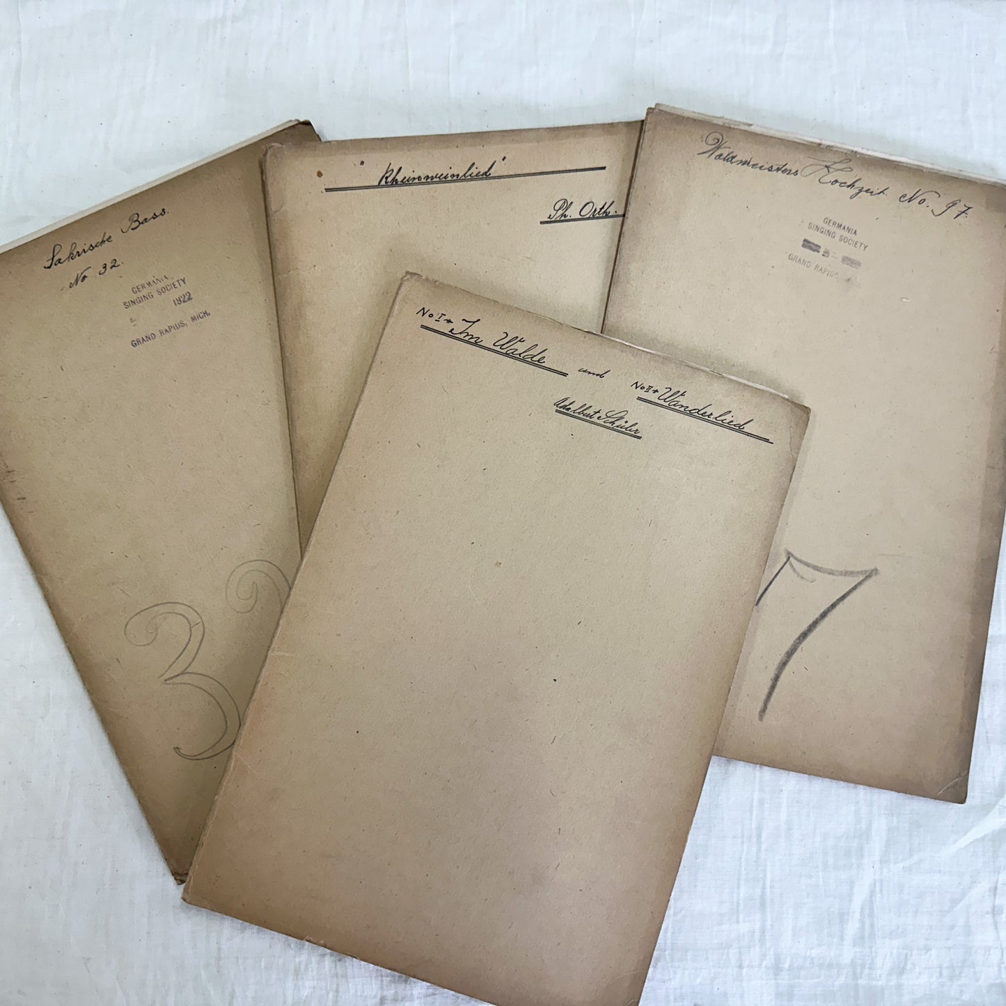 Vintage Music Folders and Music Sheets (Set of 4)