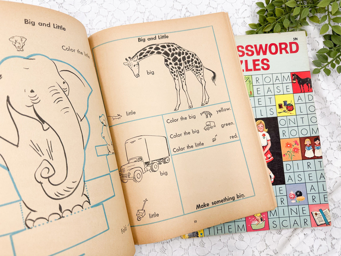 Vintage Coloring and Activity Books (Set of 2)