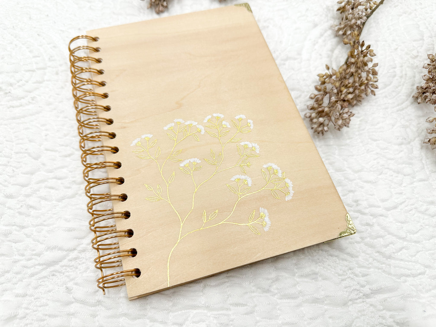 Wood Journal with Comb Binding and Watercolor Paper