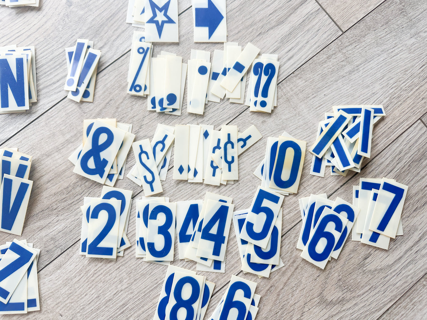 Plastic Blue Letters, Numbers, and Symbols