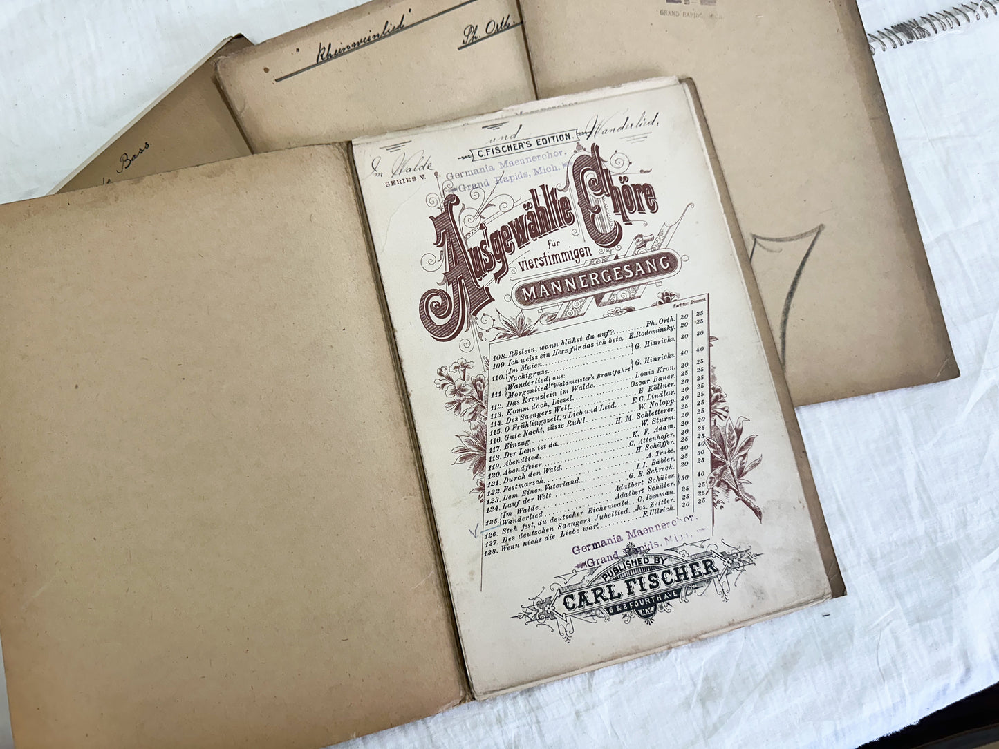 Vintage Music Folders and Music Sheets (Set of 4)