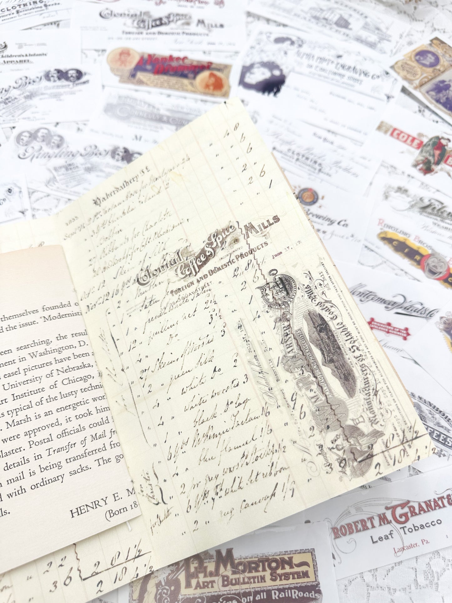 Clear Matte Stickers of Vintage Letterheads
