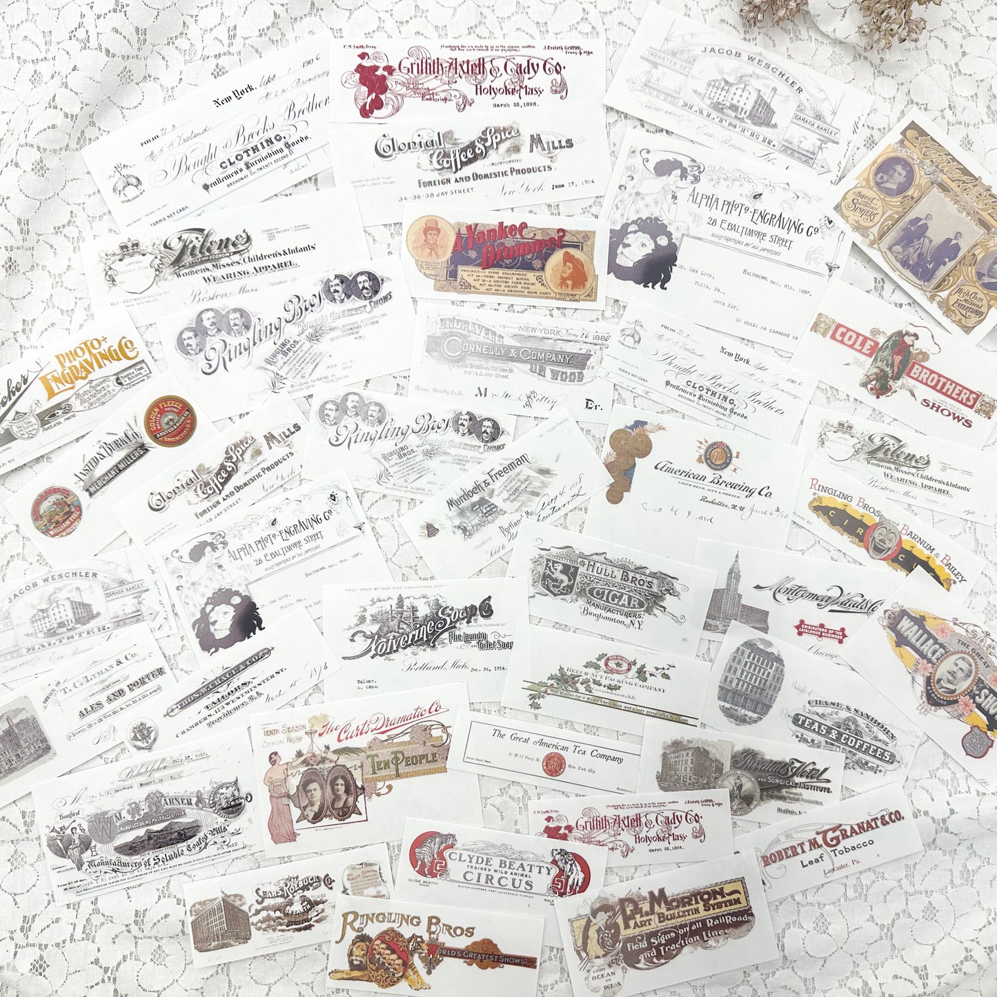 Clear Matte Stickers of Vintage Letterheads