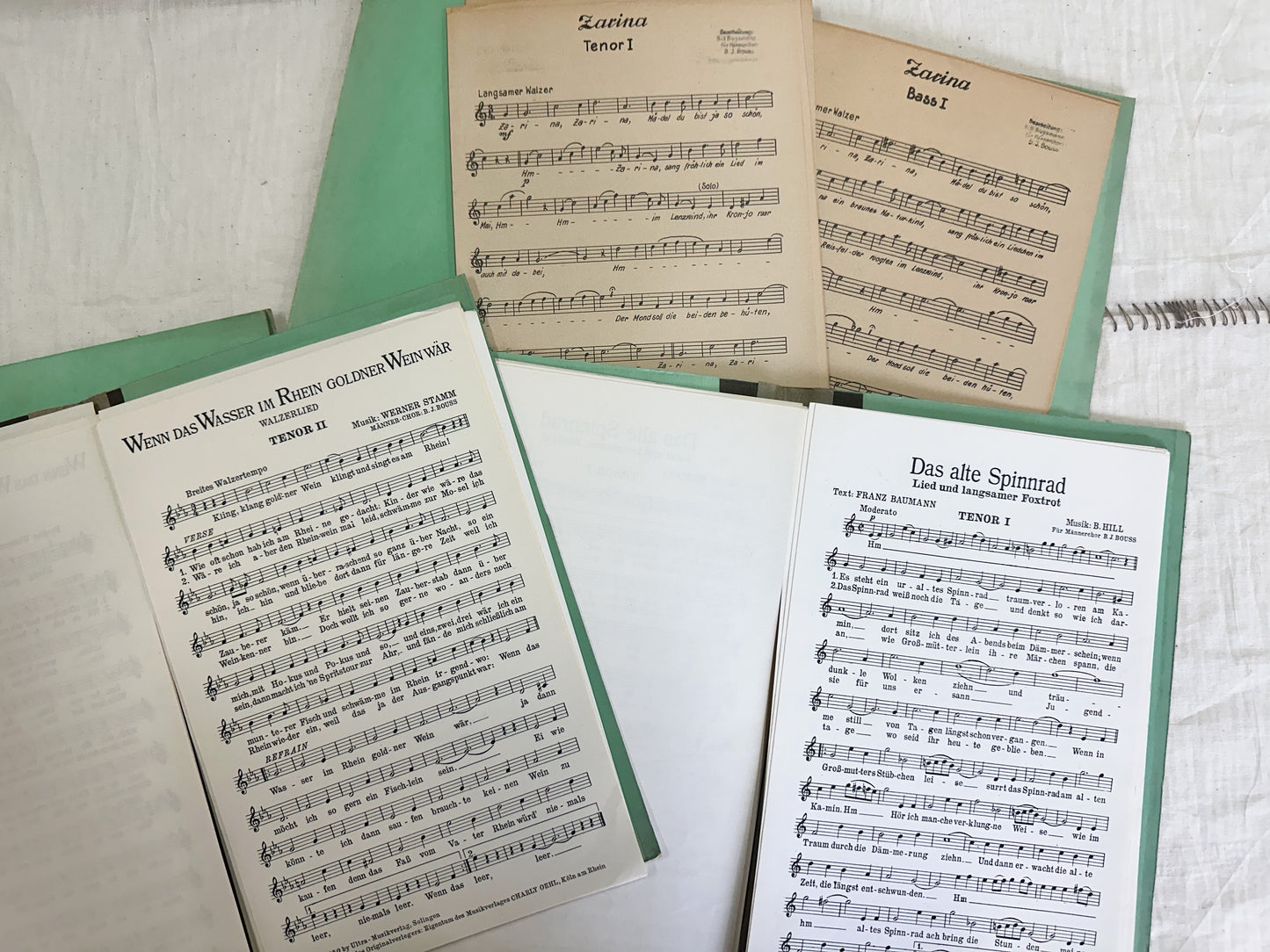 Vintage Choir Folders and Music (Set of 6)