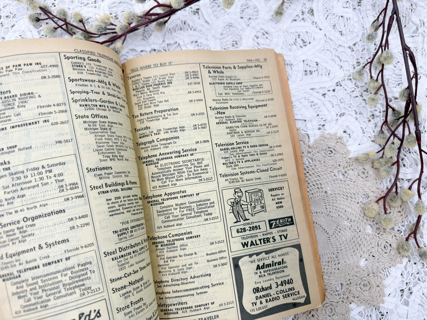 Vintage Phone Book and Michigan History