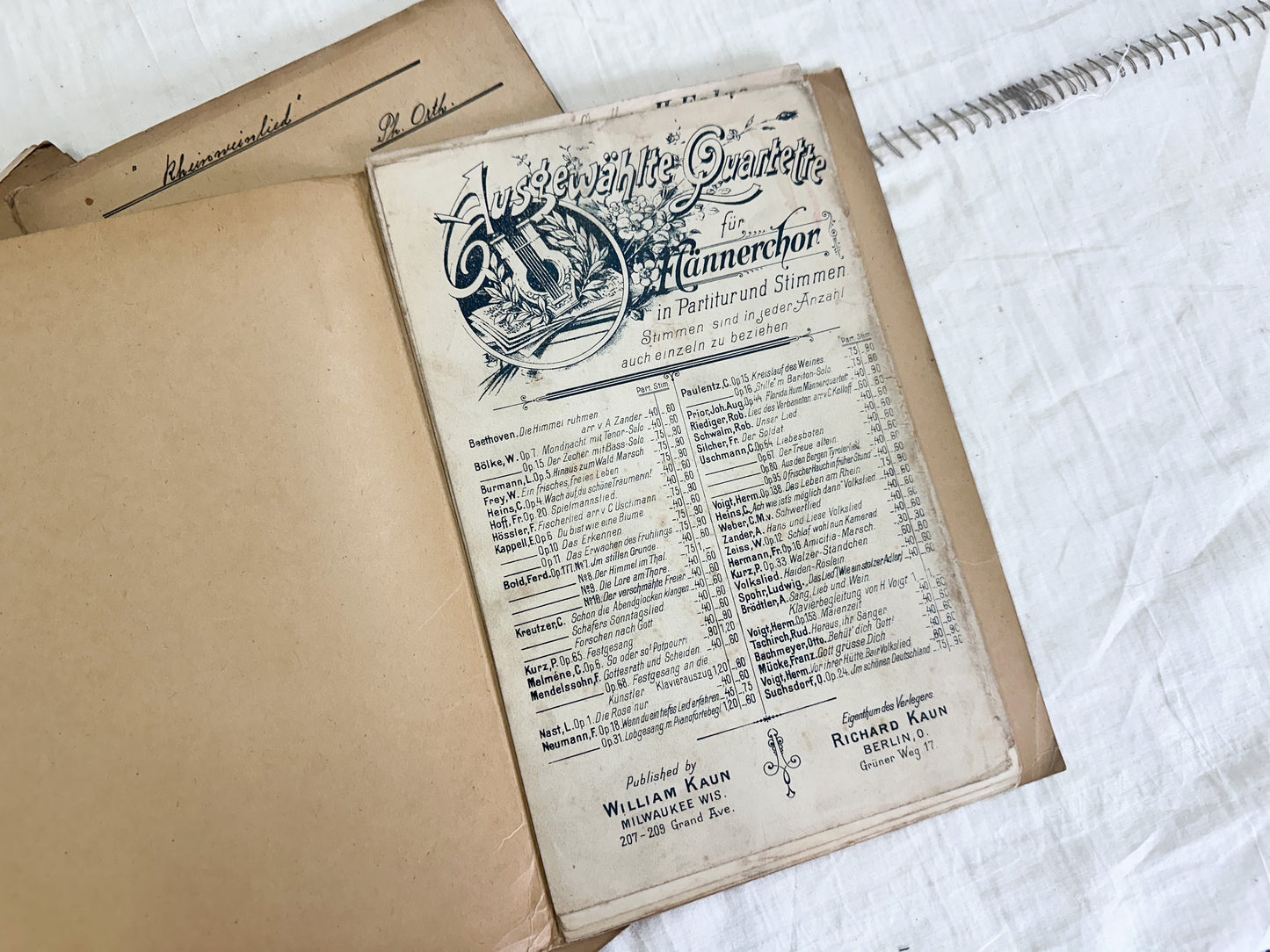 Vintage Music Folders and Music Sheets (Set of 4)