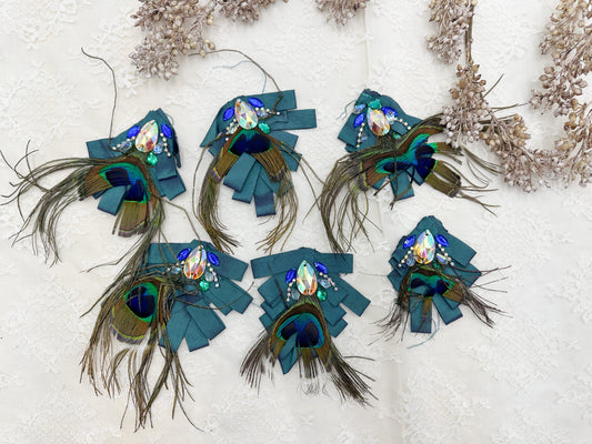 Vintage Peacock Feather Clusters (Set of 6)