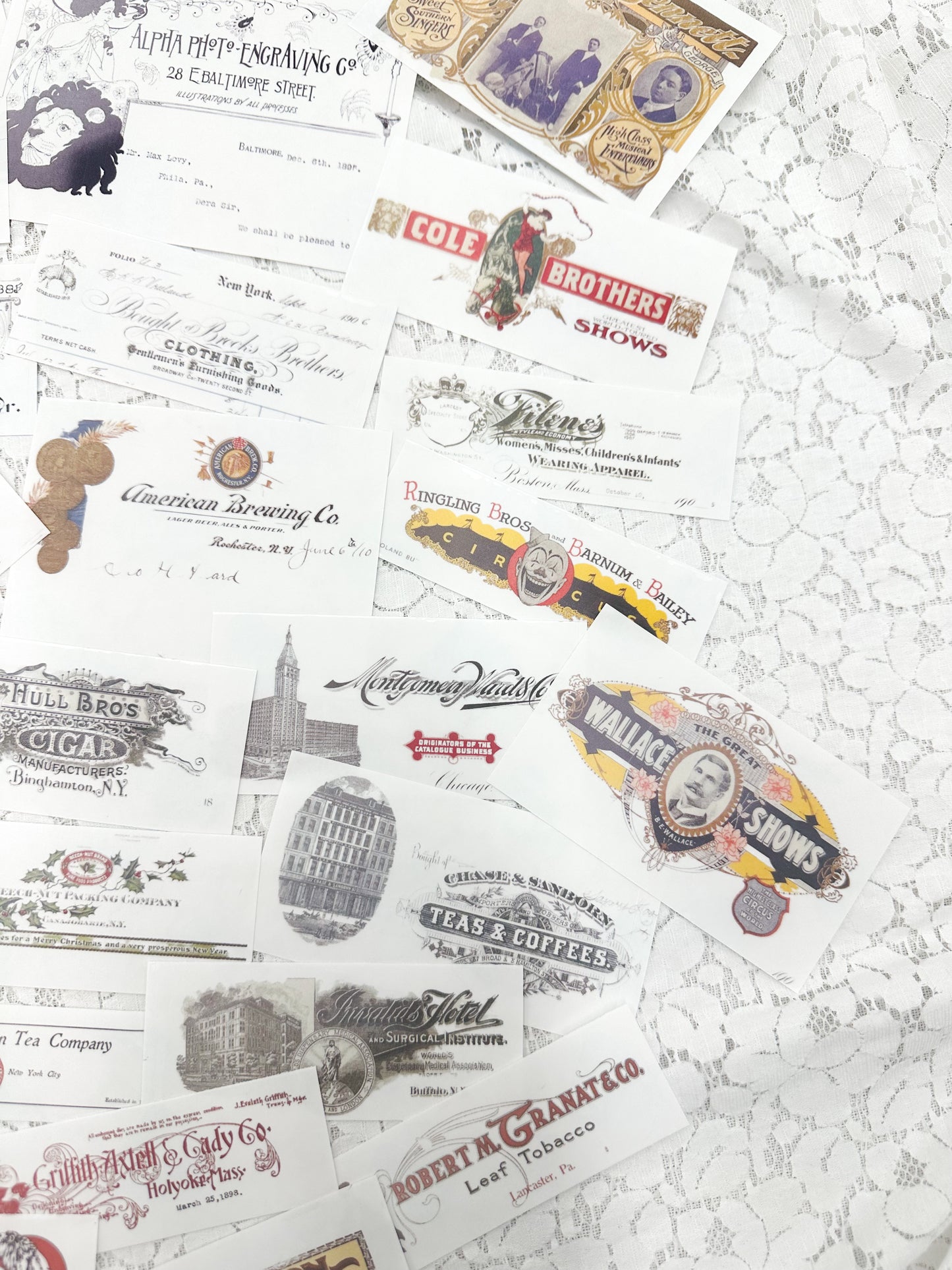 Clear Matte Stickers of Vintage Letterheads