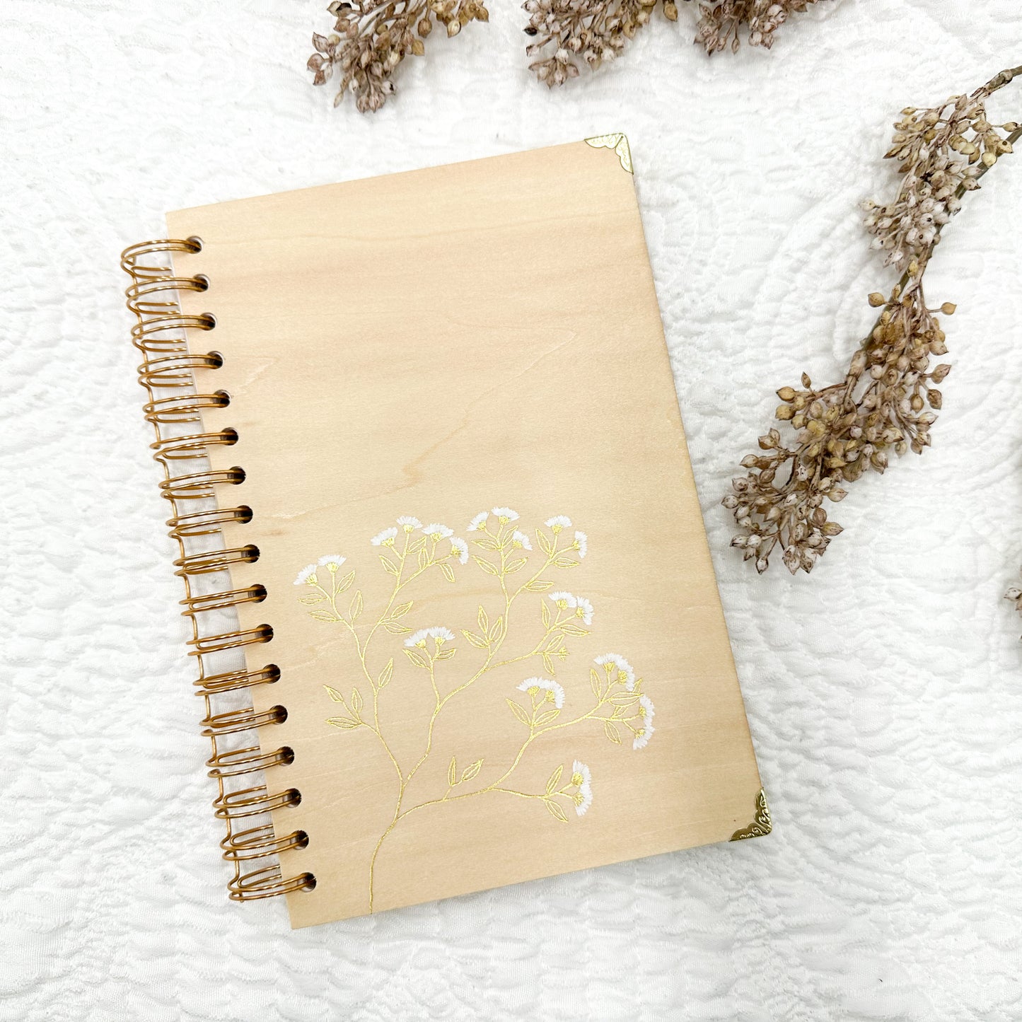 Wood Journal with Comb Binding and Watercolor Paper