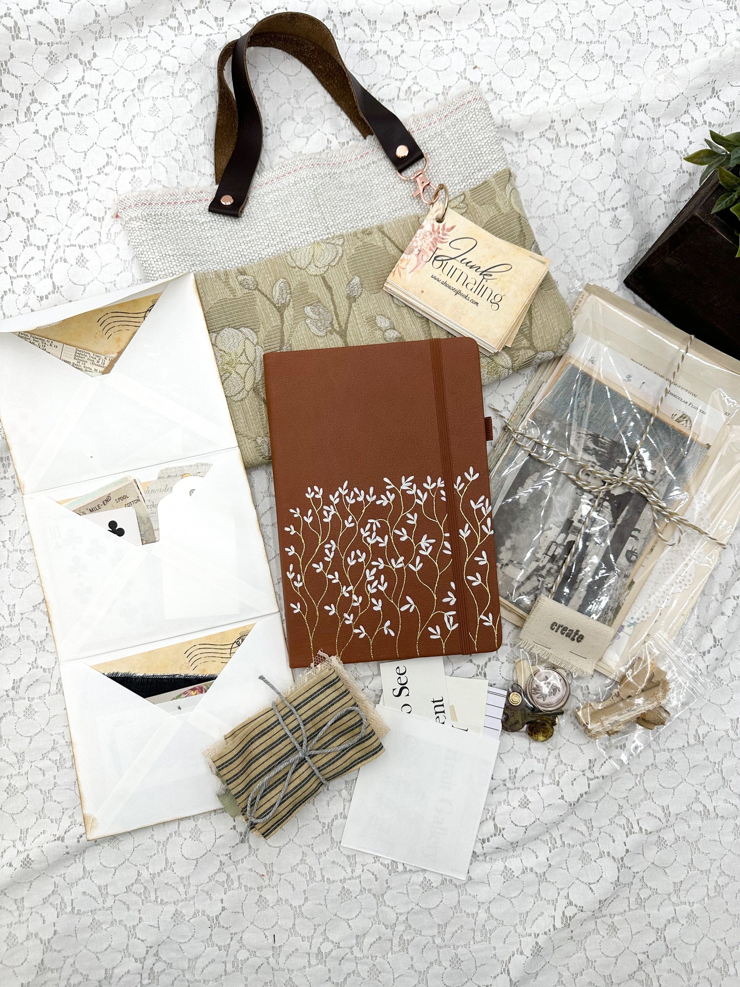 Floral Journal Kit with One of a Kind Journal and Ephemera