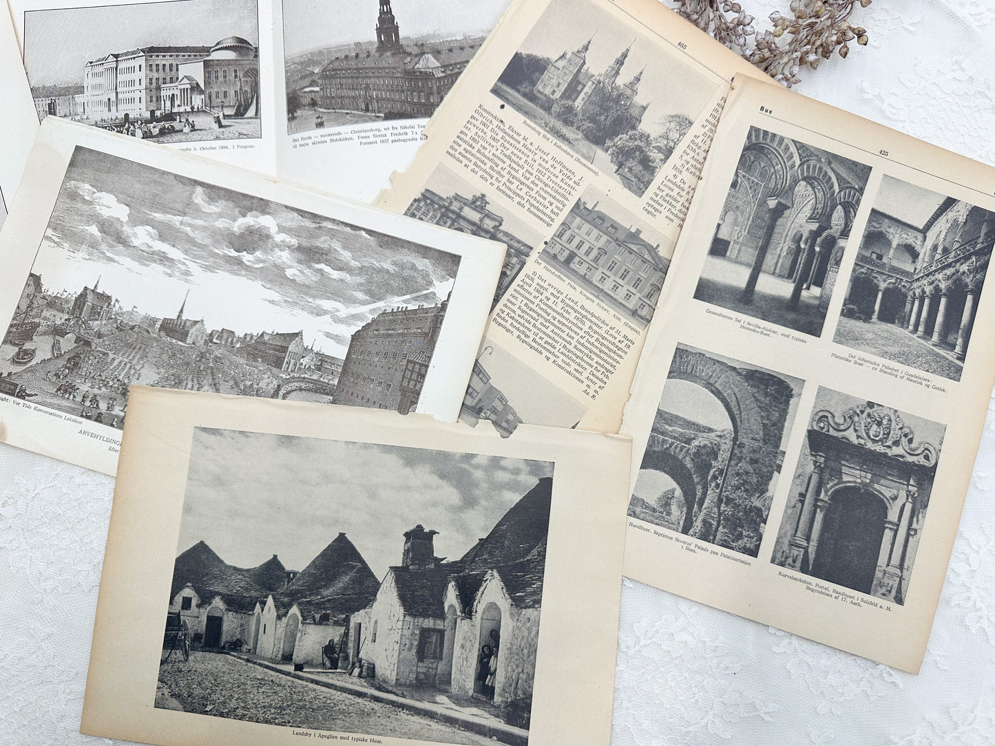 Vintage Building Book Pages