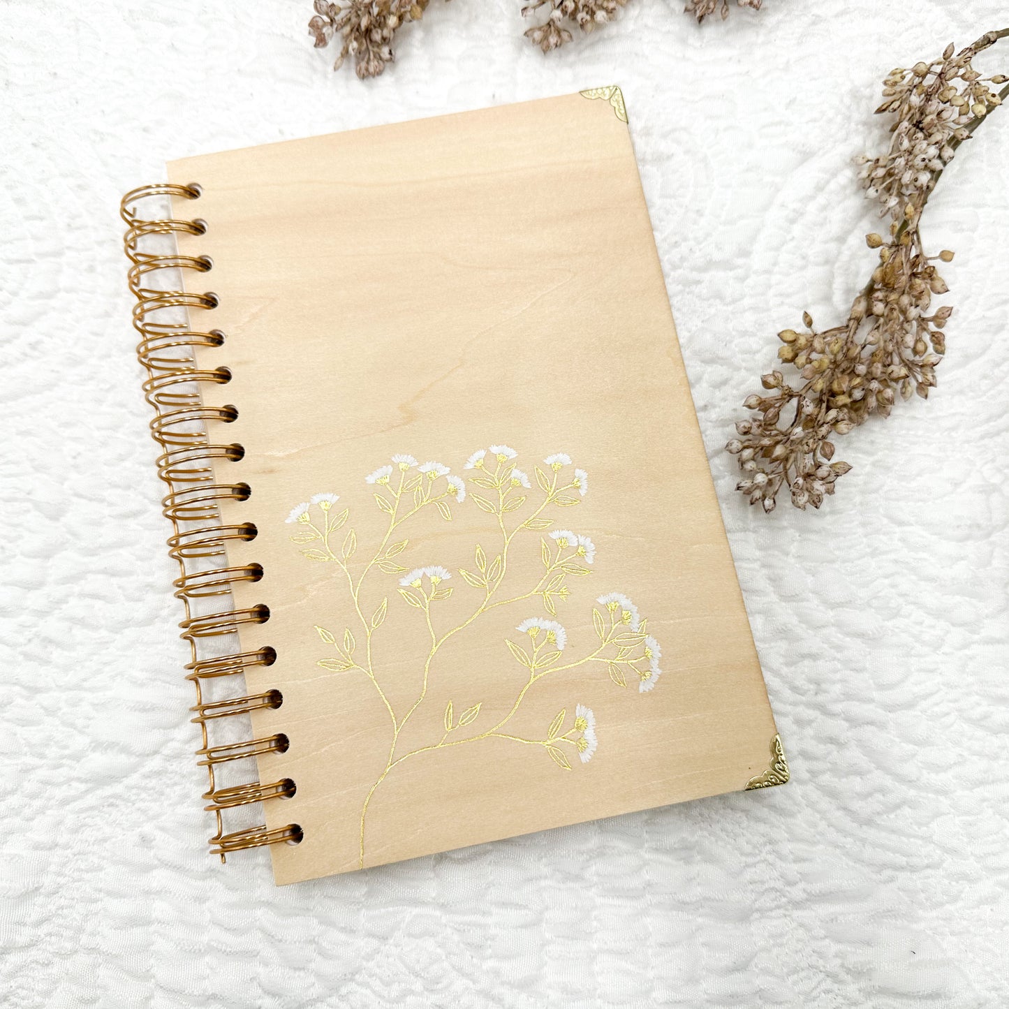 Wood Journal with Comb Binding and Watercolor Paper