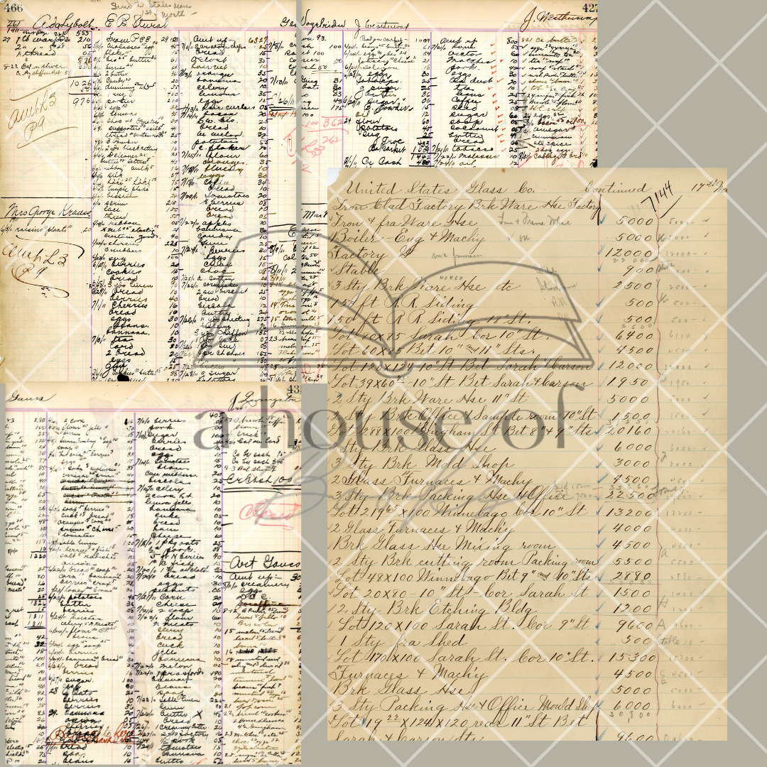 VIntage Ledger Pages- Digital Downloads