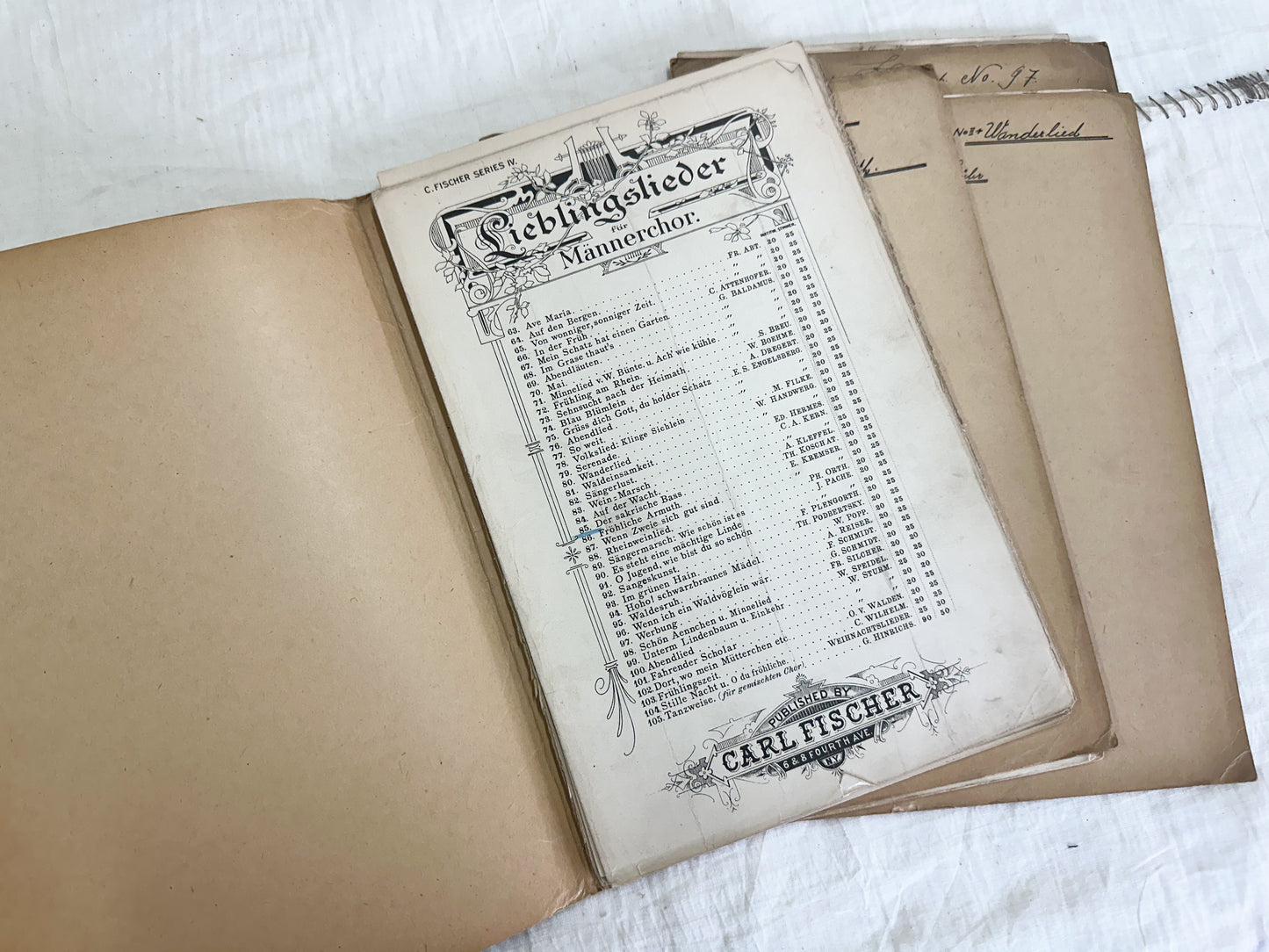 Vintage Music Folders and Music Sheets (Set of 4)