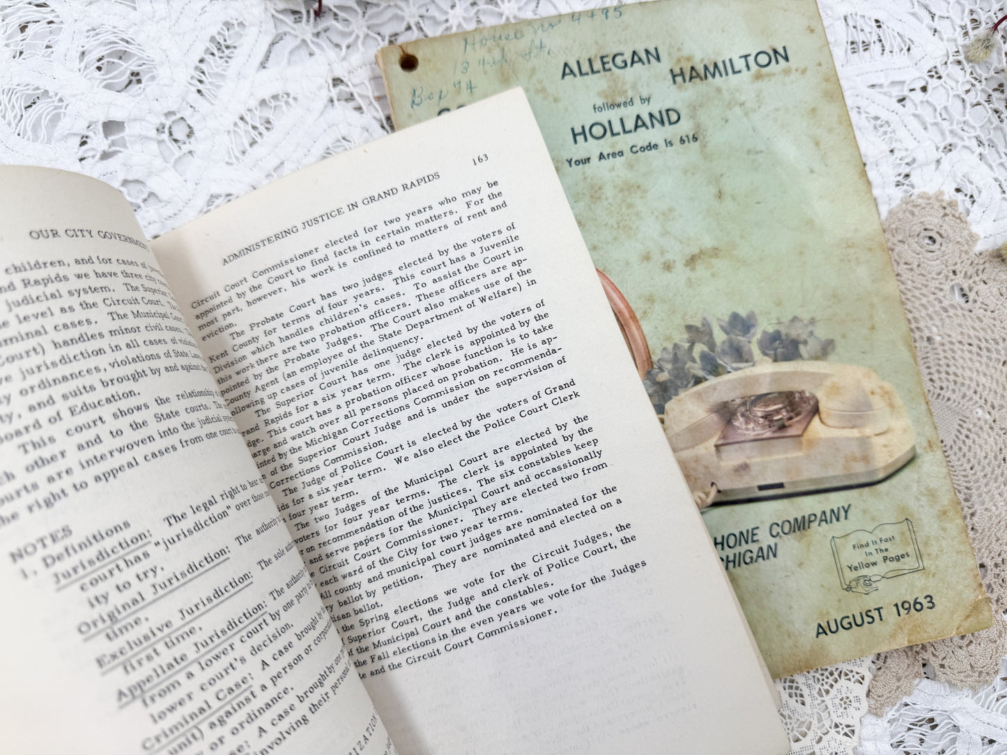 Vintage Phone Book and Michigan History