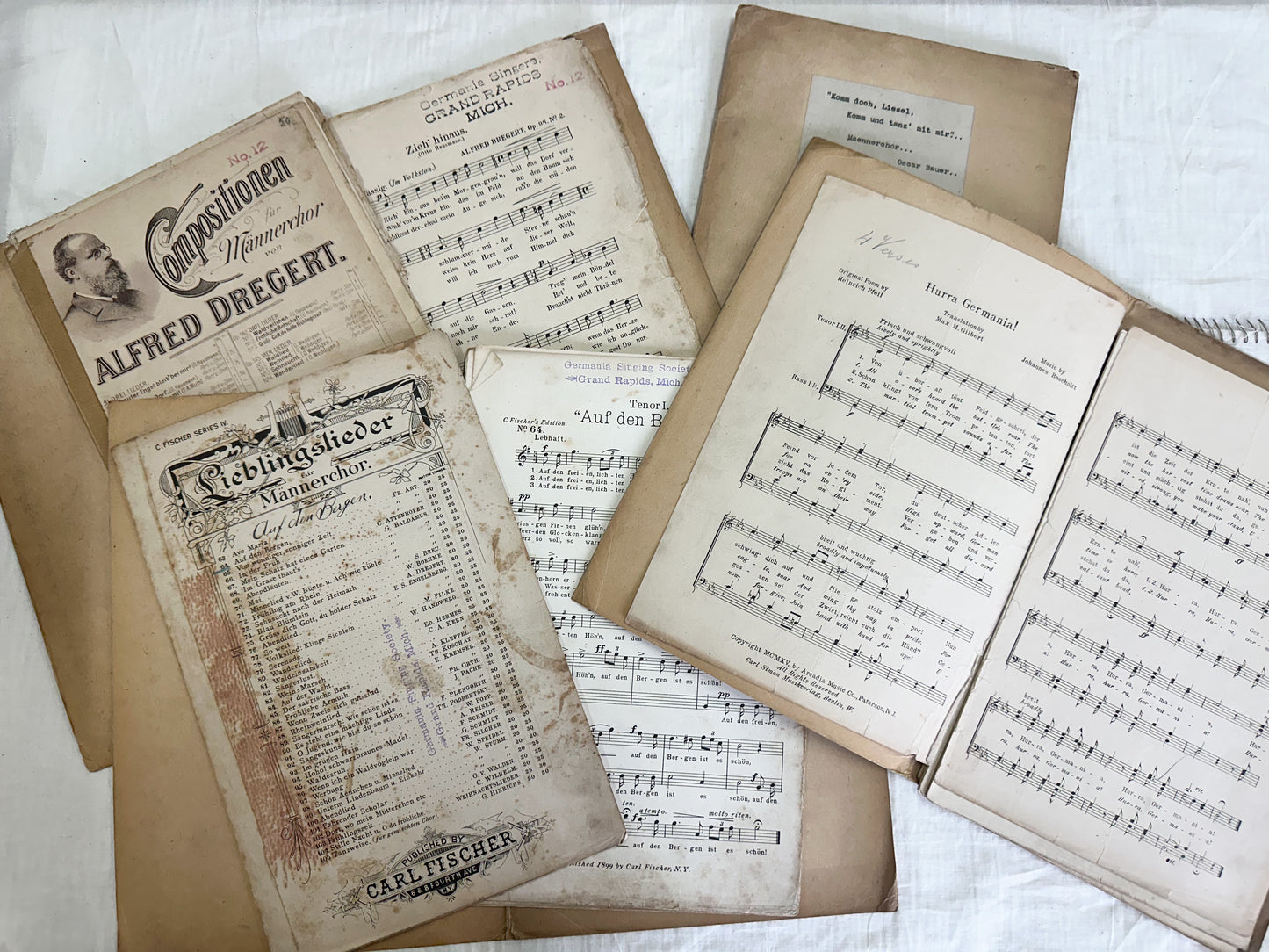 Vintage Music Folders and Sheet Music (Set of 4)
