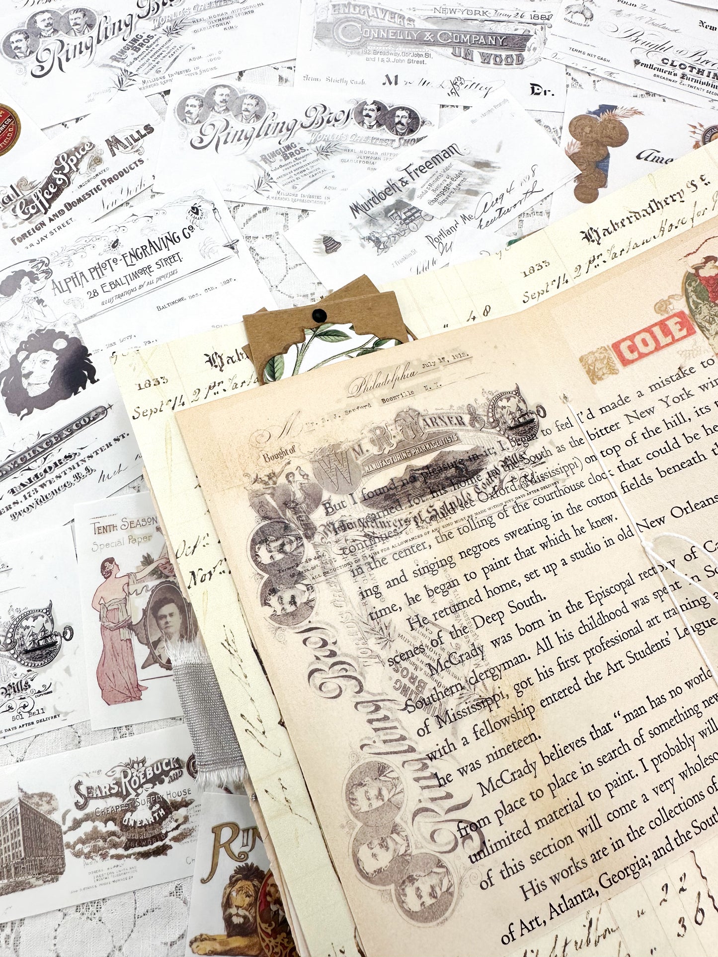 Clear Matte Stickers of Vintage Letterheads
