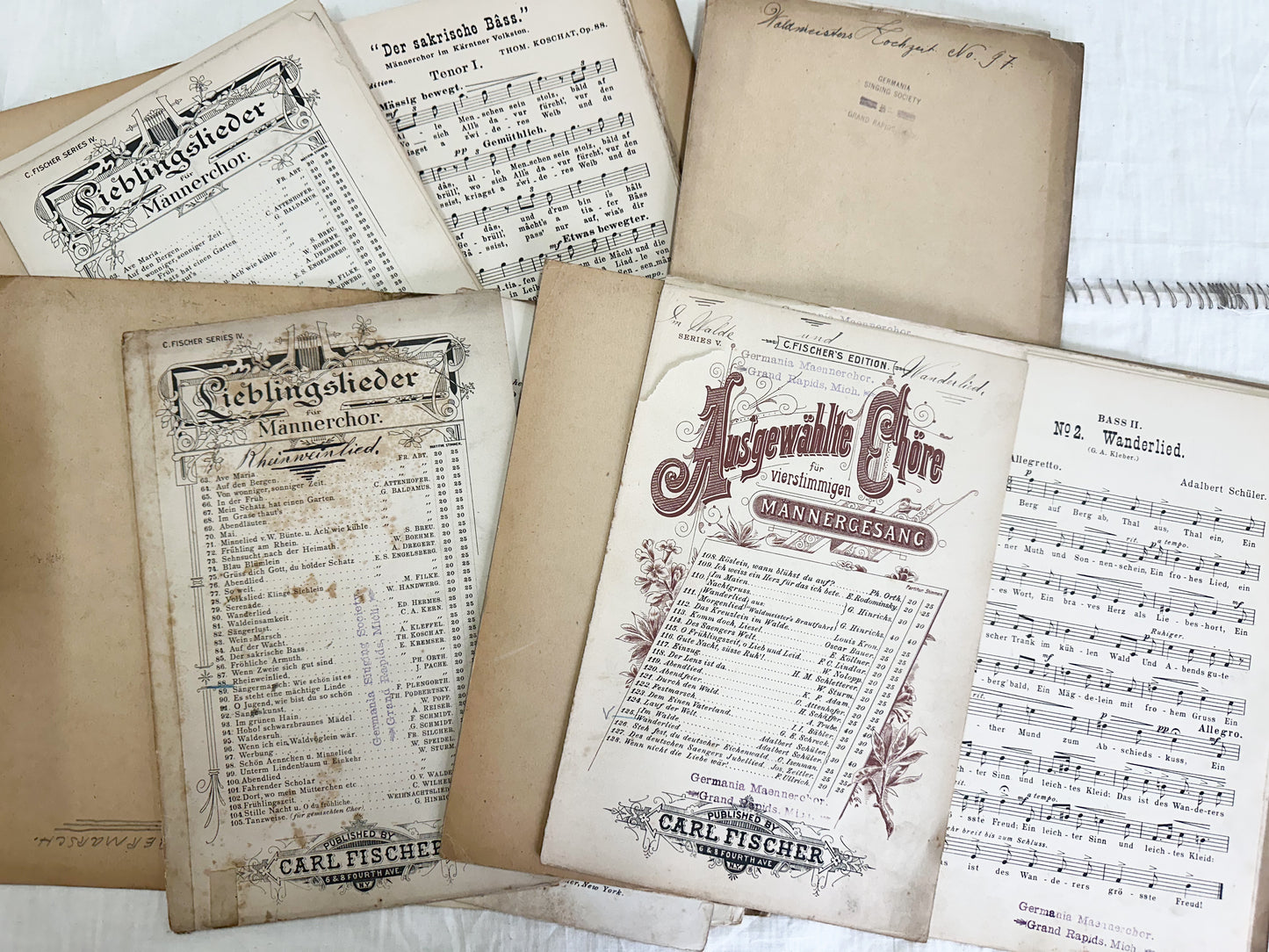 Vintage Music Folders and Music Sheets (Set of 4)