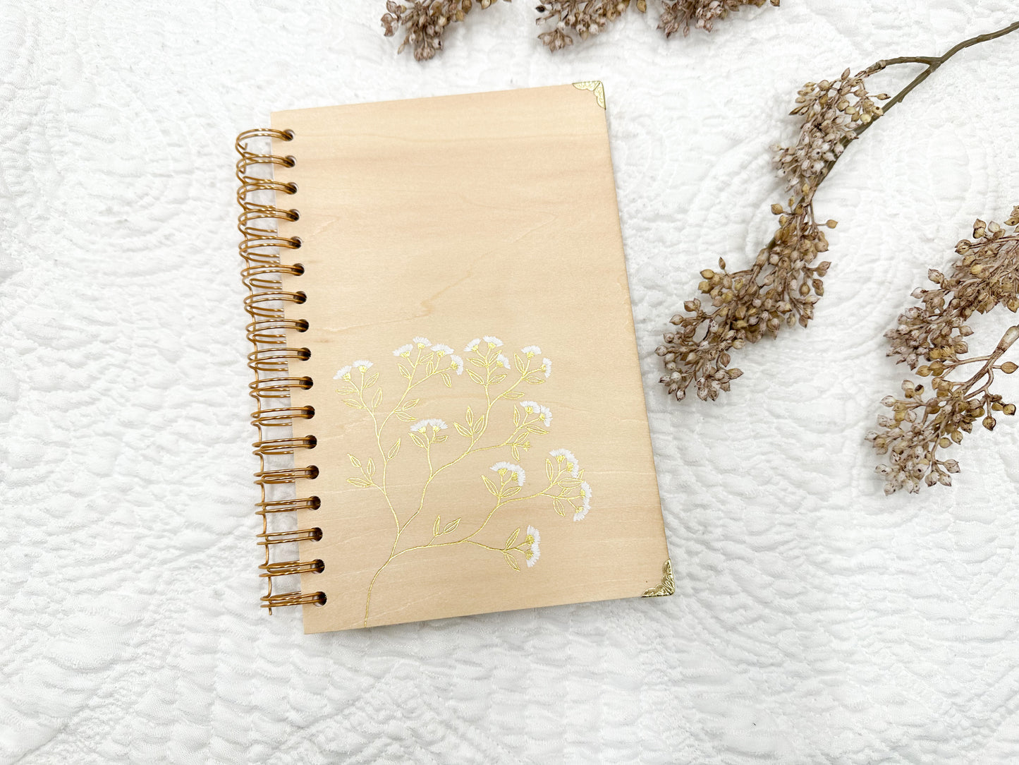 Wood Journal with Comb Binding and Watercolor Paper