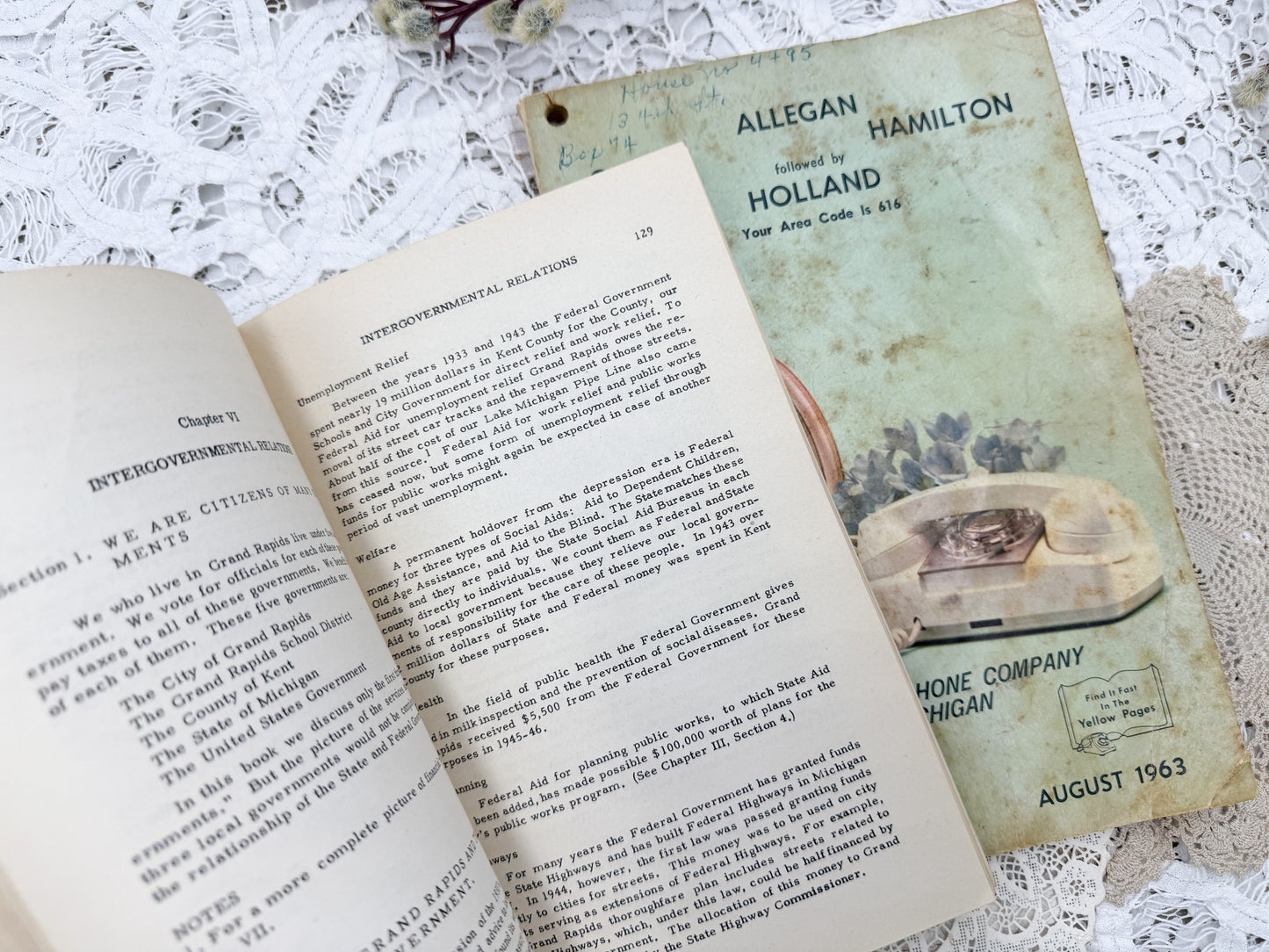 Vintage Phone Book and Michigan History