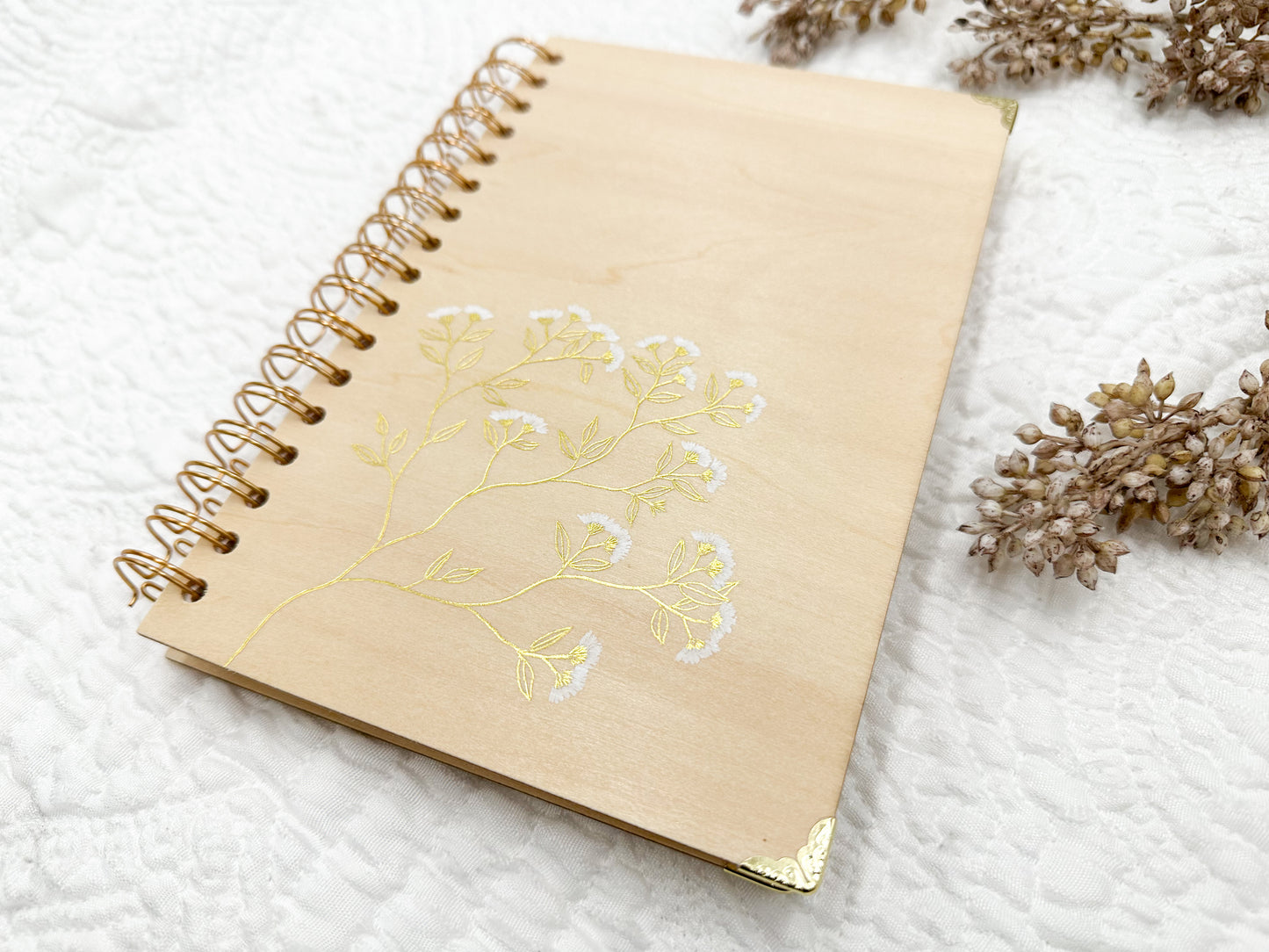Wood Journal with Comb Binding and Watercolor Paper