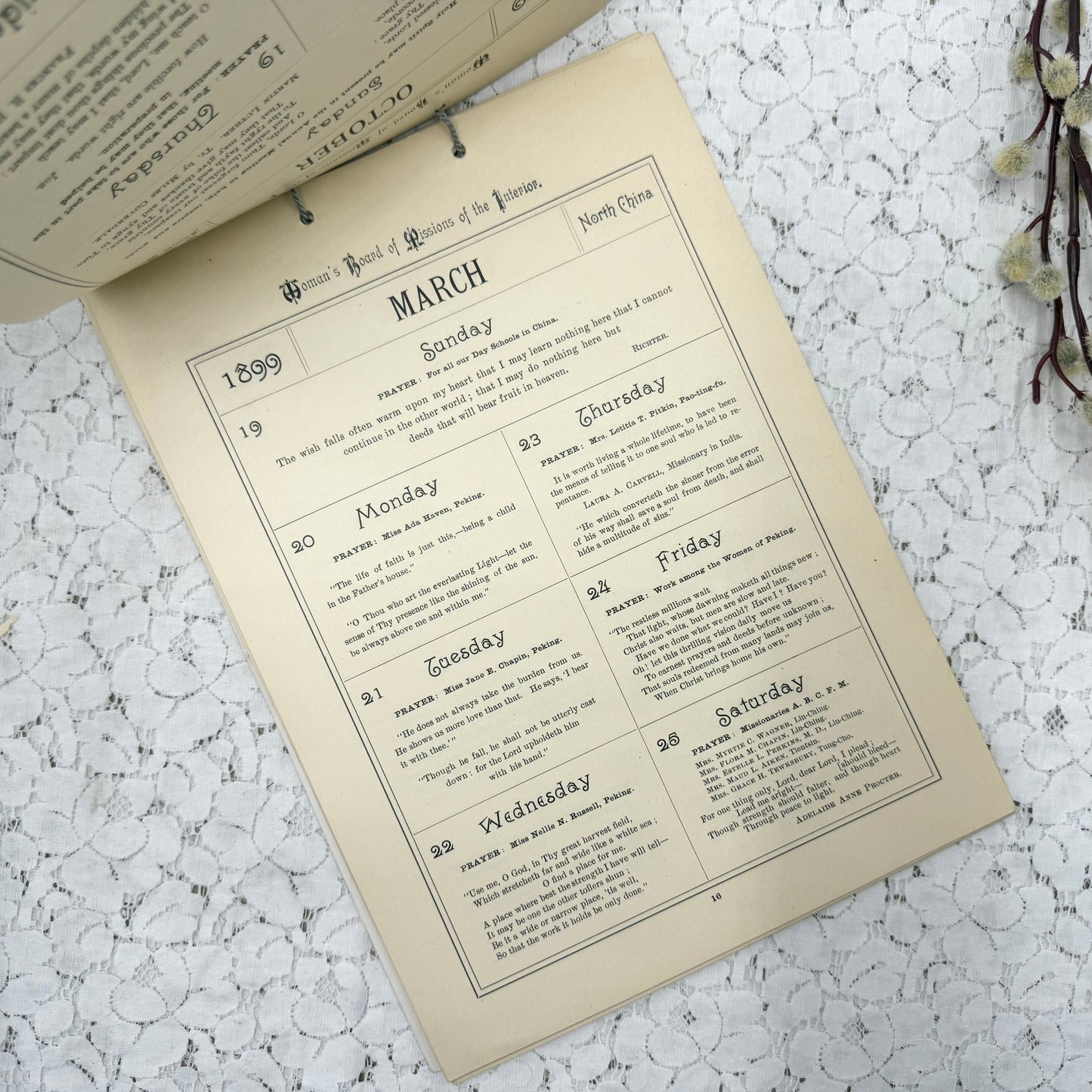 Vintage 1899 Calendar