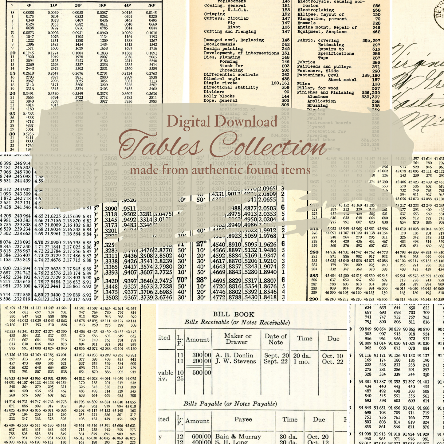 Tables- Digital Download