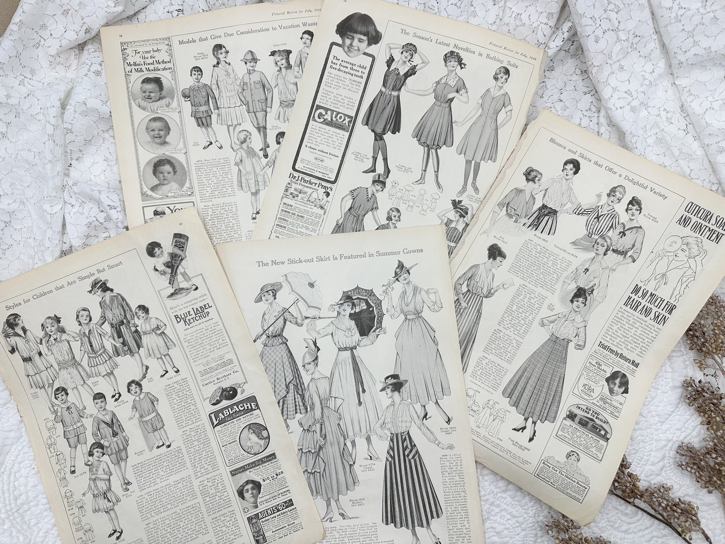 Vintage Fashion Plate Set- Double Sided