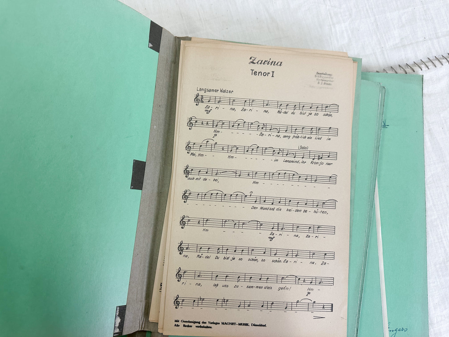 Vintage Choir Folders and Music (Set of 6)