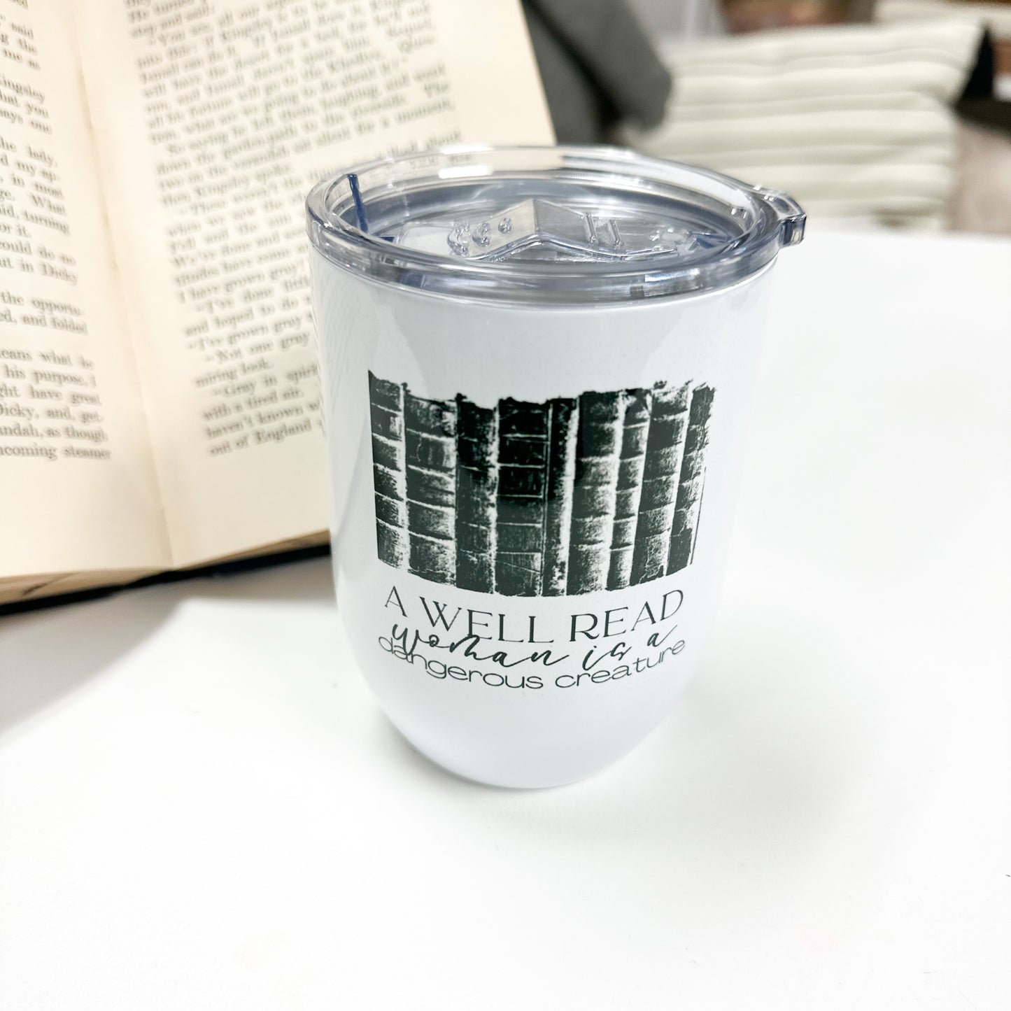A Well Read Woman Wine Tumbler