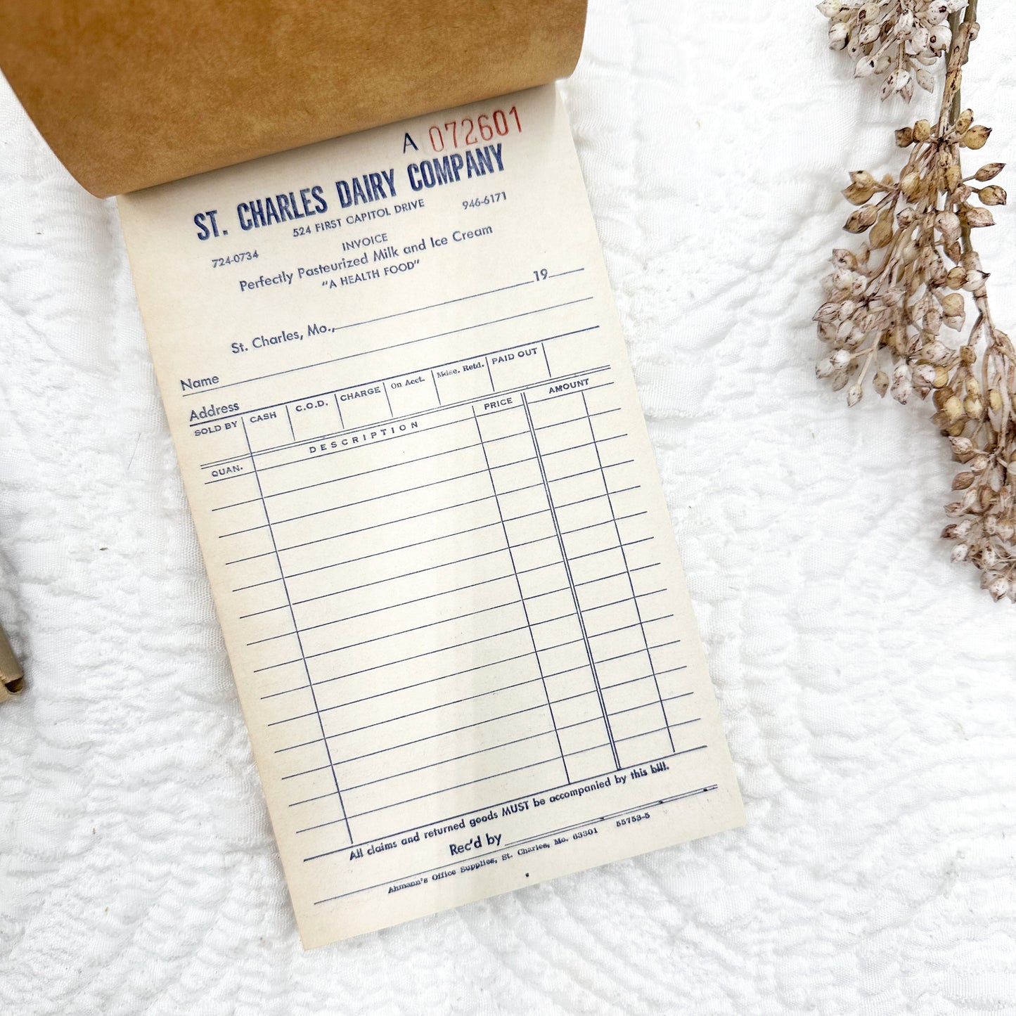 Vintage Dairy Receipt Books (1940’s)