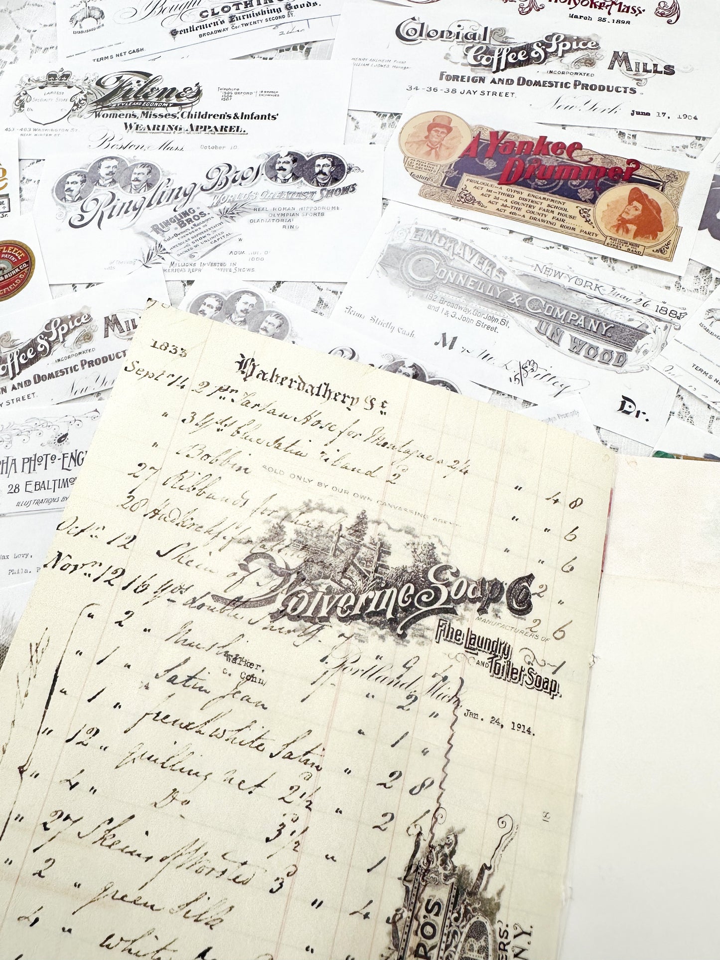 Clear Matte Stickers of Vintage Letterheads